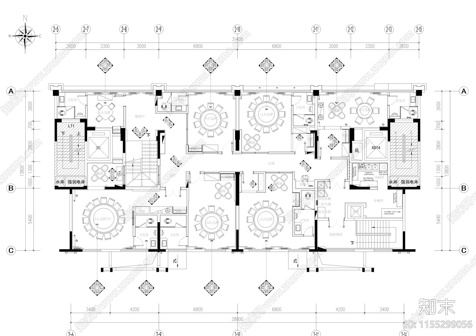 2024现代风格餐饮空间全套CAcad施工图下载【ID:1155299056】