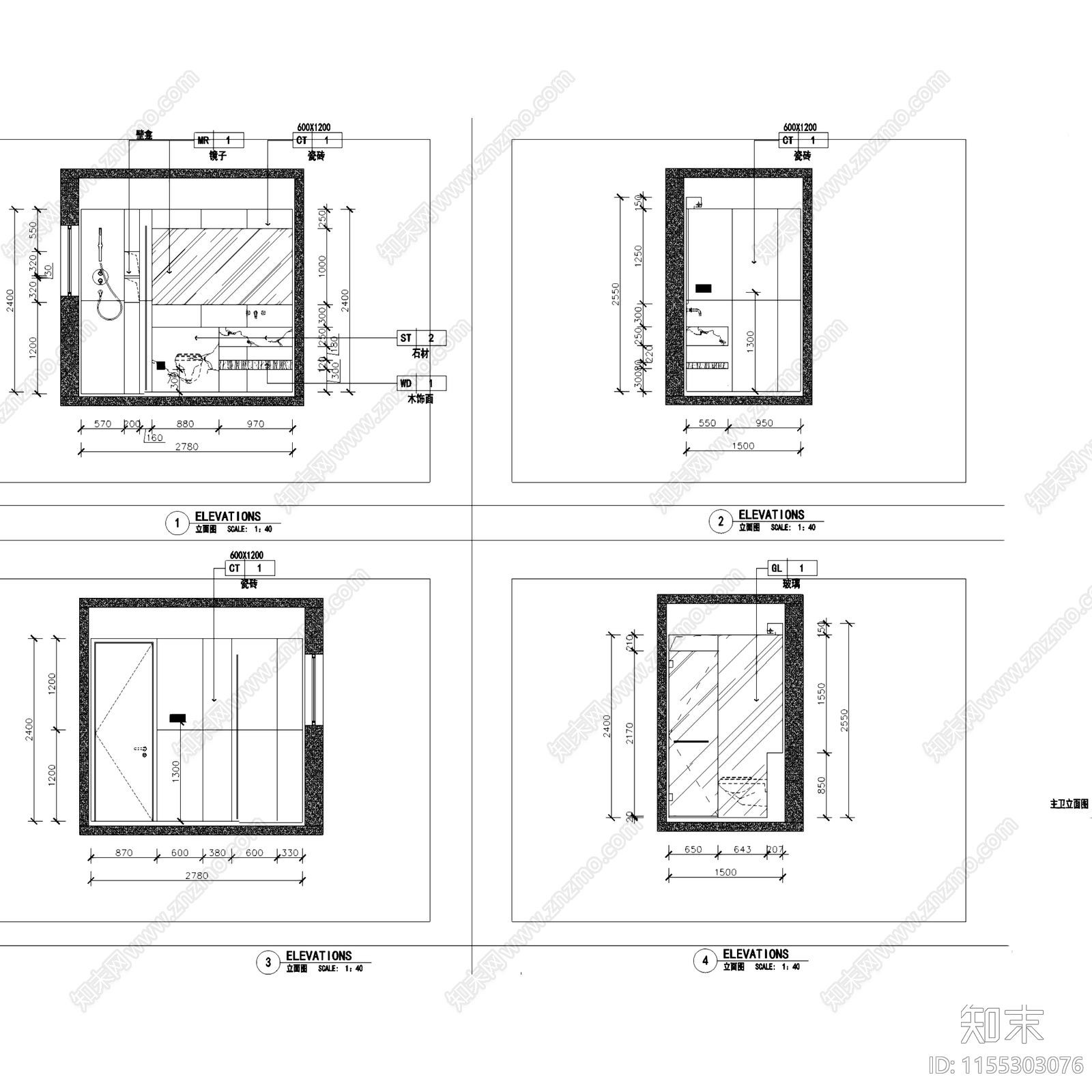 现代极简锦绣原著平层室内家装cad施工图下载【ID:1155303076】