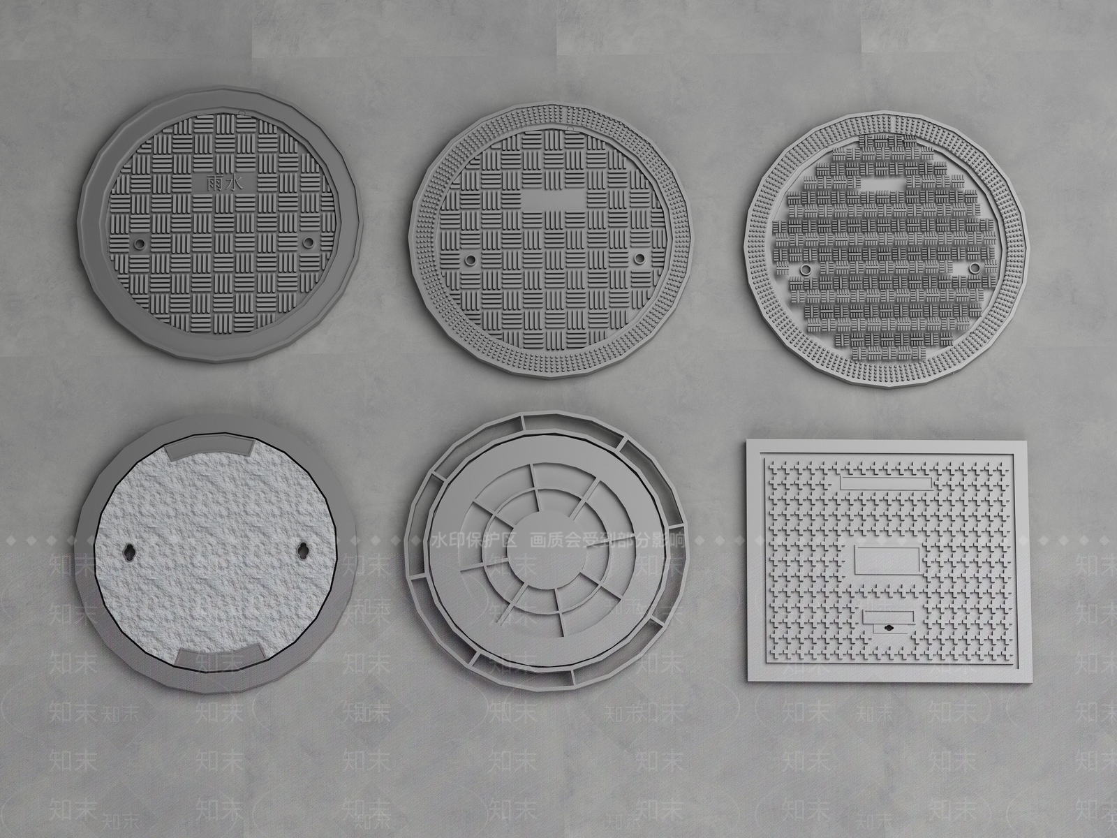 现代井盖3D模型下载【ID:1155303409】