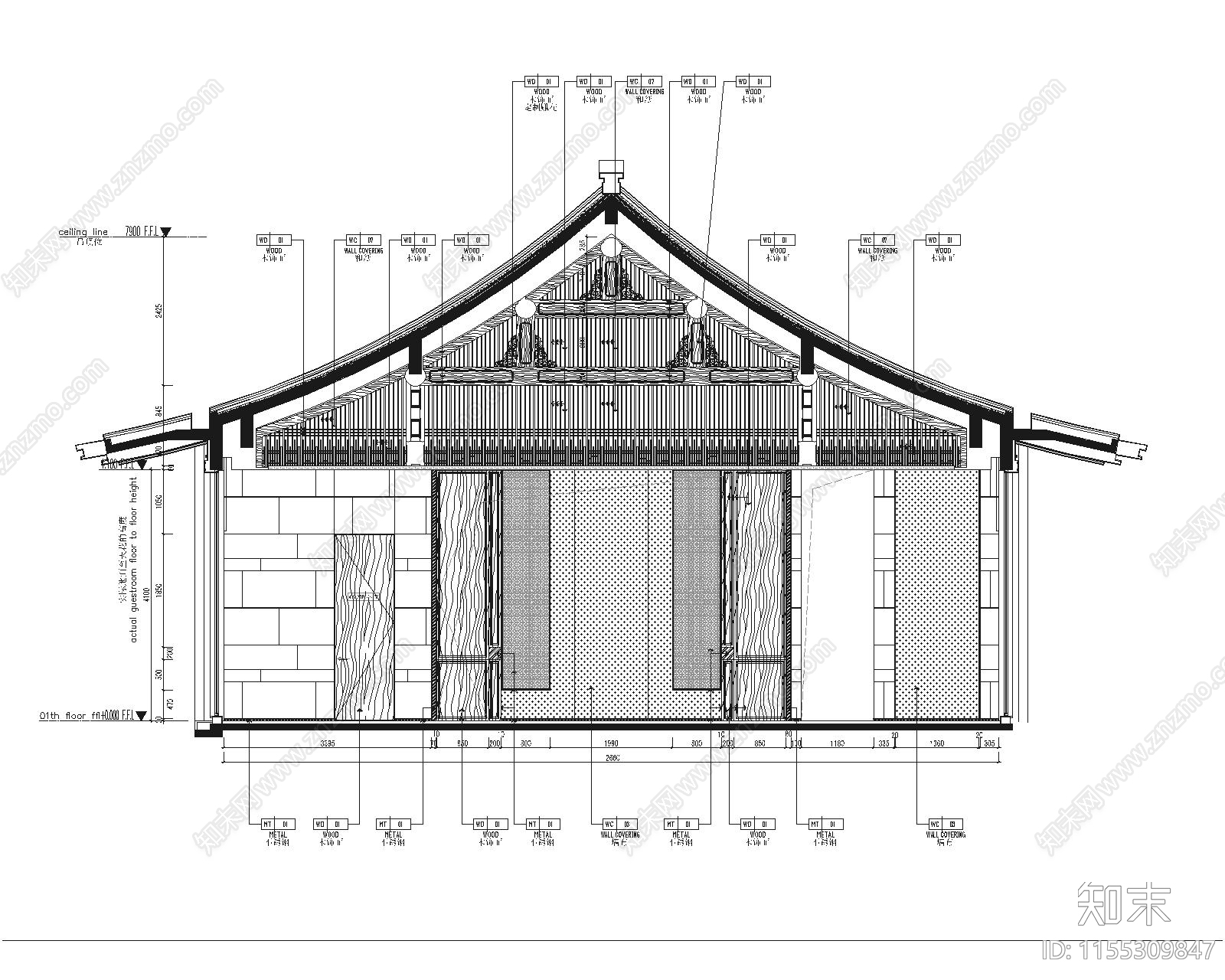 厦门某新中式售楼cad施工图下载【ID:1155309847】