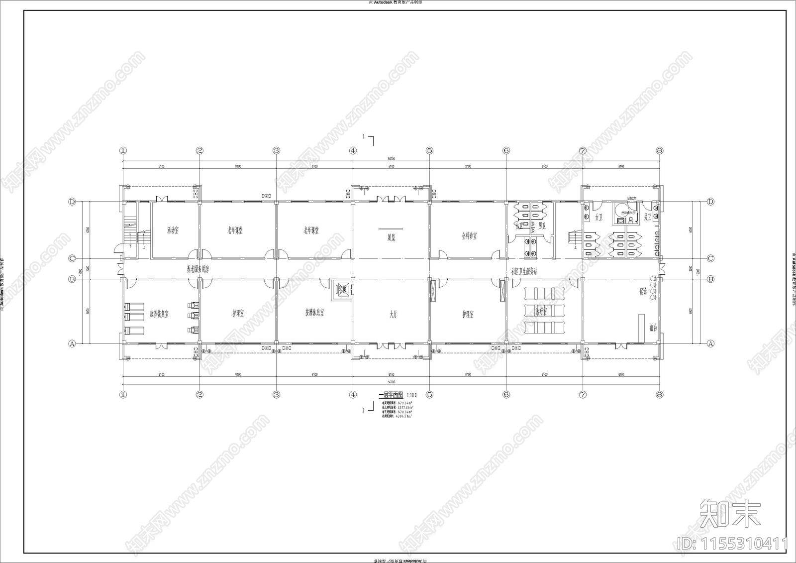 法式多层办公楼施工图下载【ID:1155310411】