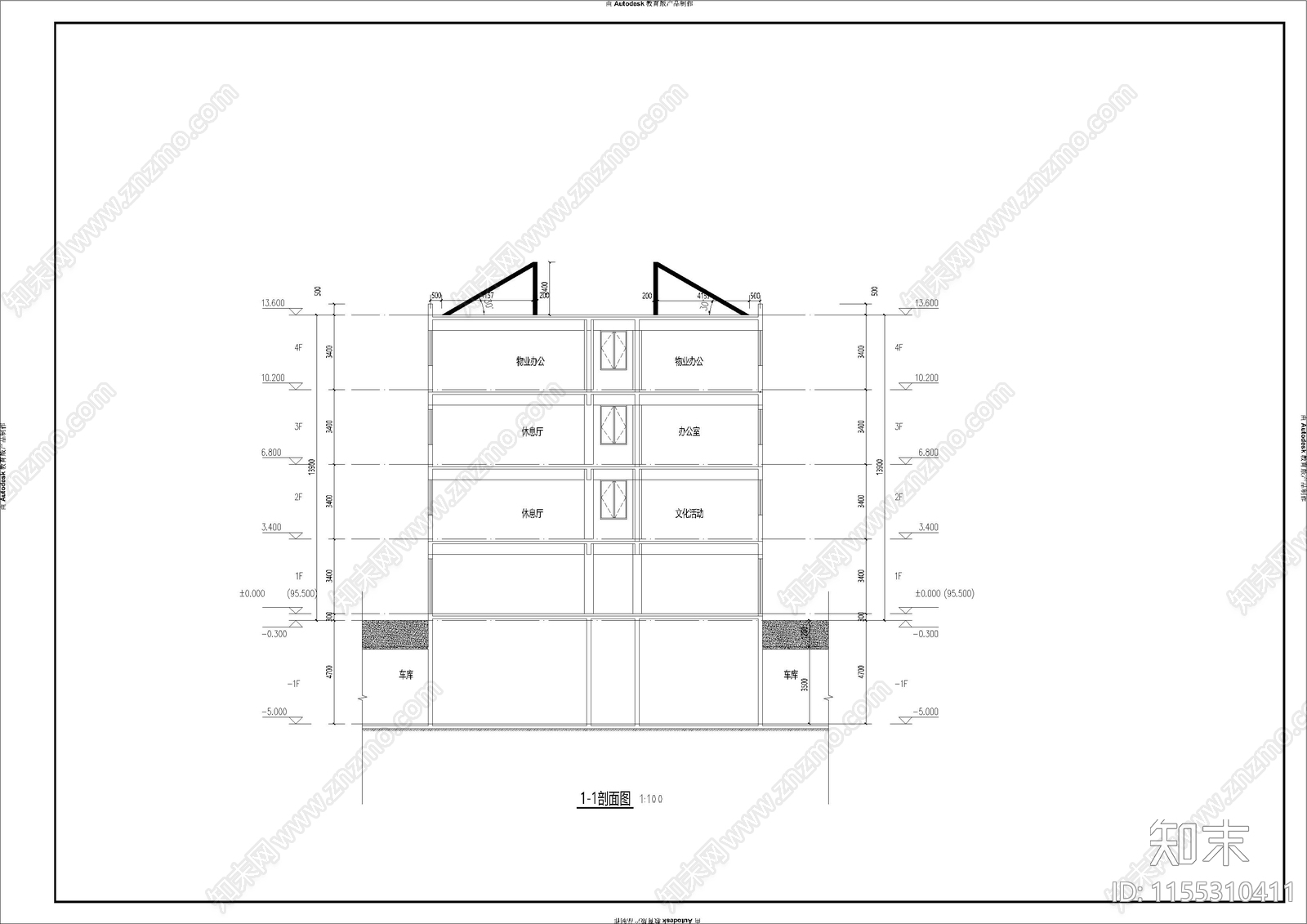 法式多层办公楼施工图下载【ID:1155310411】