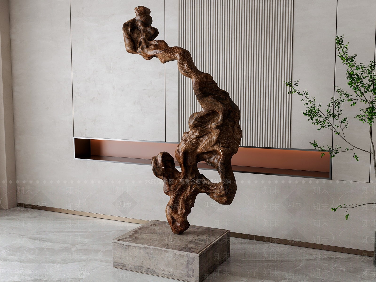 新中式树根雕塑摆件3D模型下载【ID:1155311221】