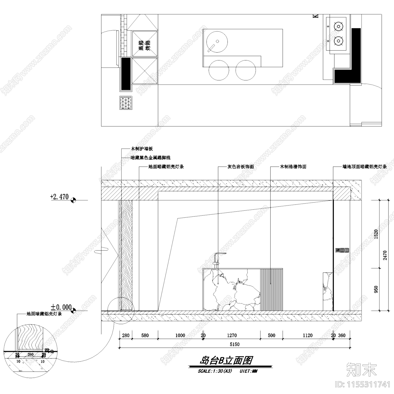 现代简约上海浦江茗园大平层室内家装cad施工图下载【ID:1155311741】