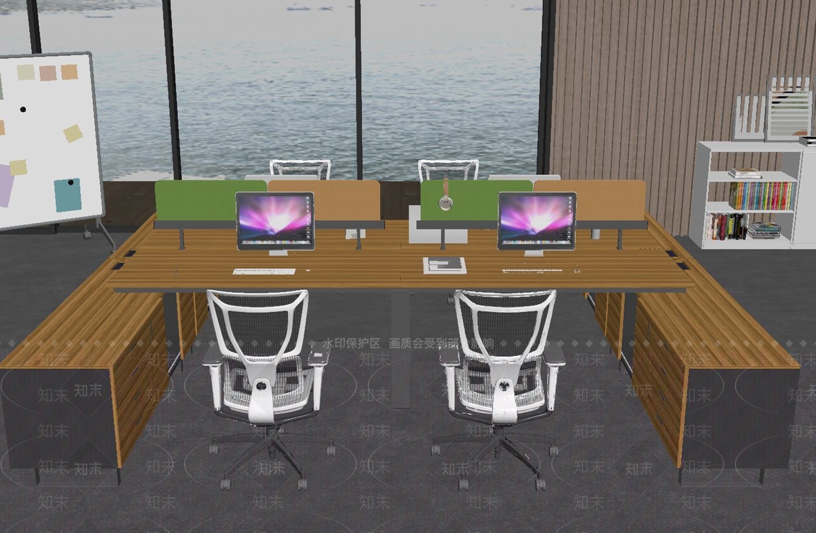 现代办公桌椅SU模型下载【ID:1155313768】