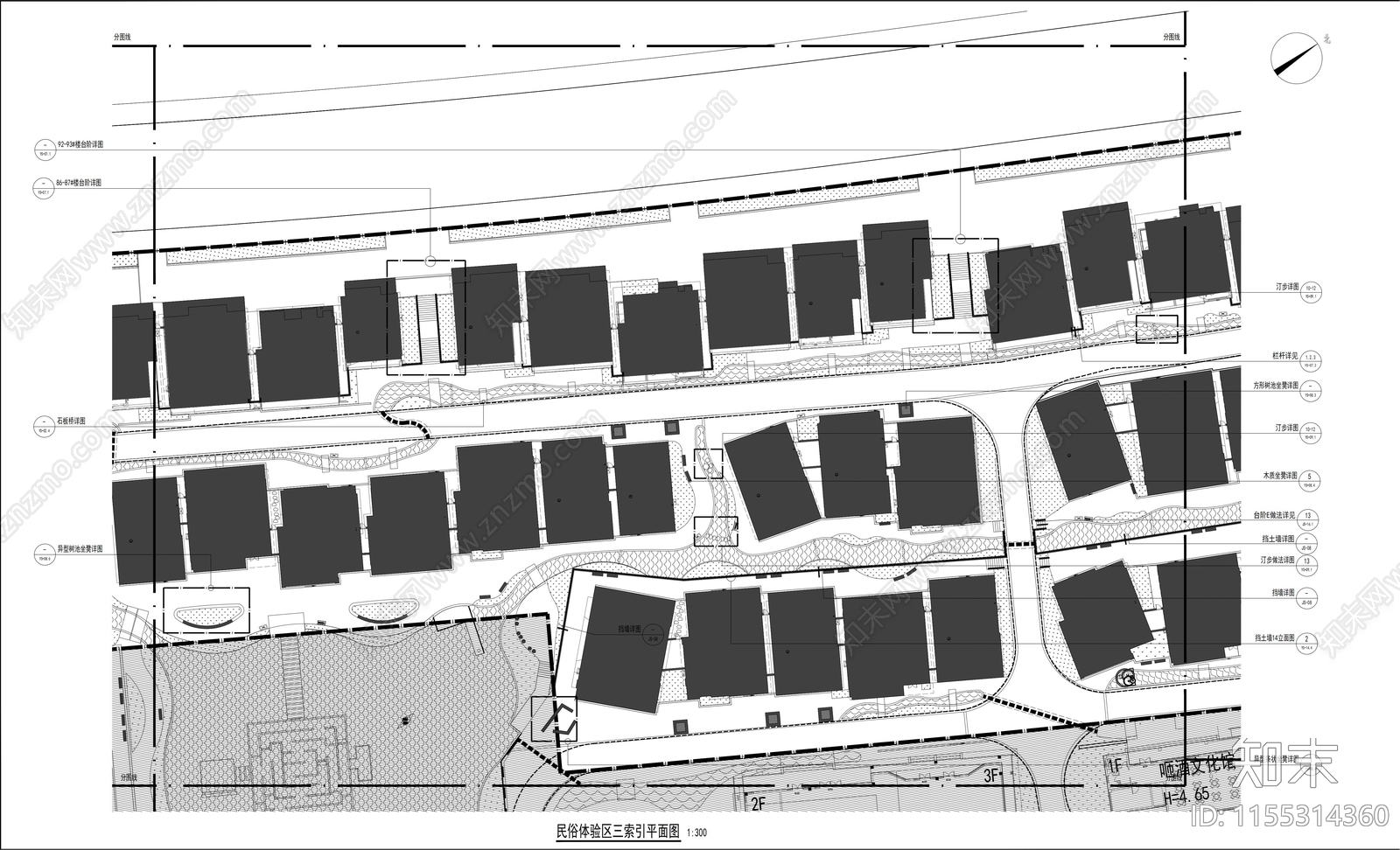 美丽乡村安置区建设景观工程cad施工图下载【ID:1155314360】