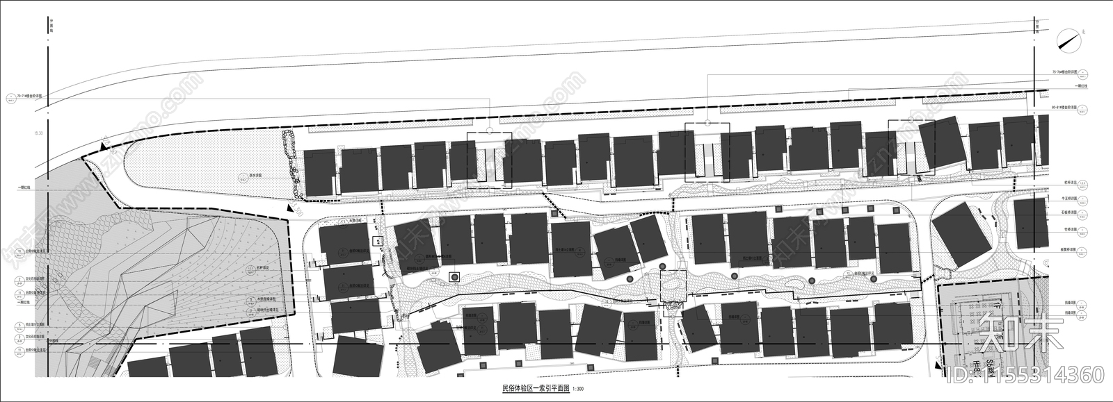 美丽乡村安置区建设景观工程cad施工图下载【ID:1155314360】