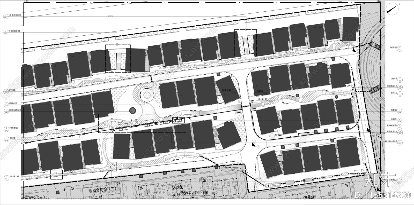 美丽乡村安置区建设景观工程cad施工图下载【ID:1155314360】