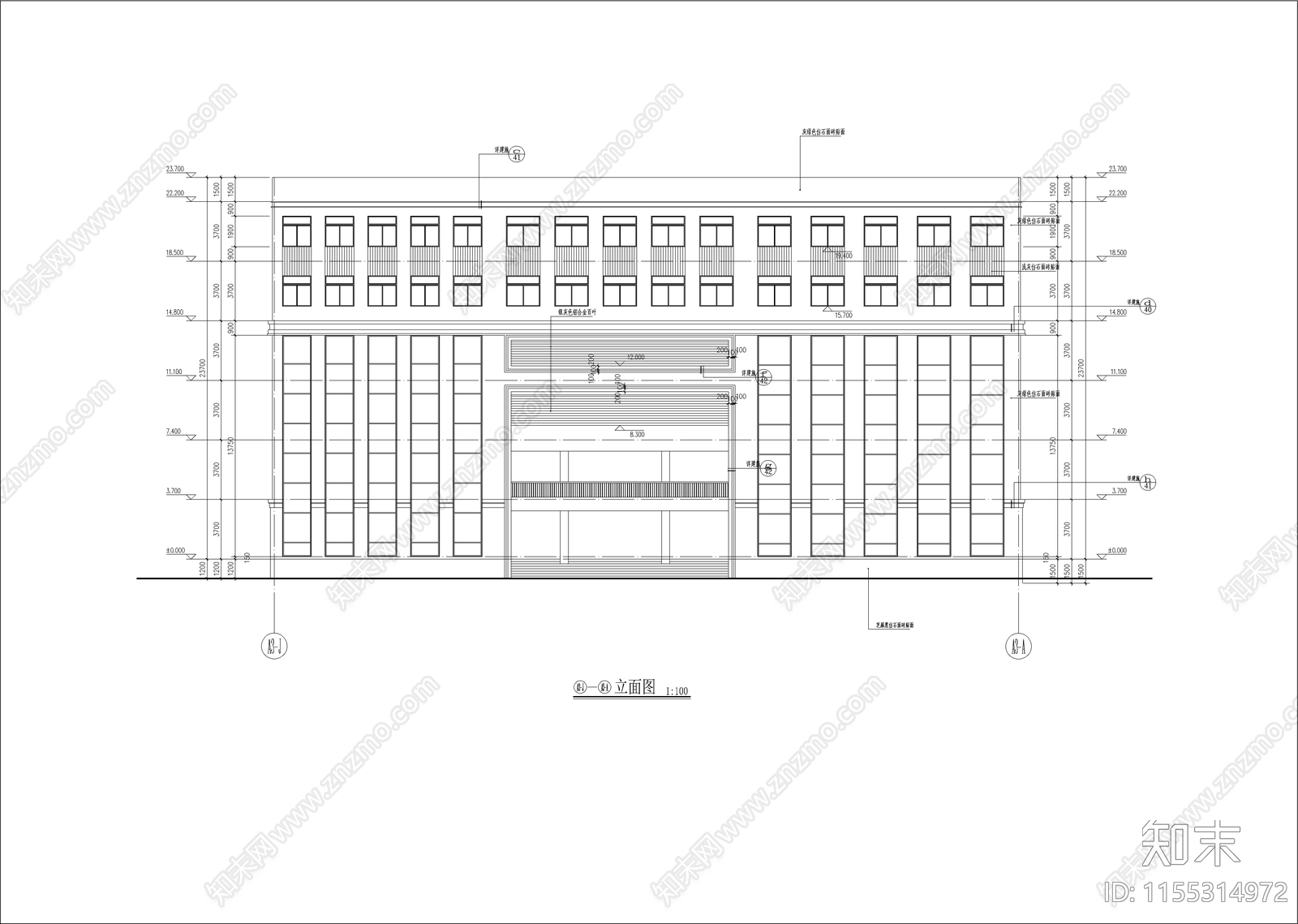 某教学楼建筑cad施工图下载【ID:1155314972】
