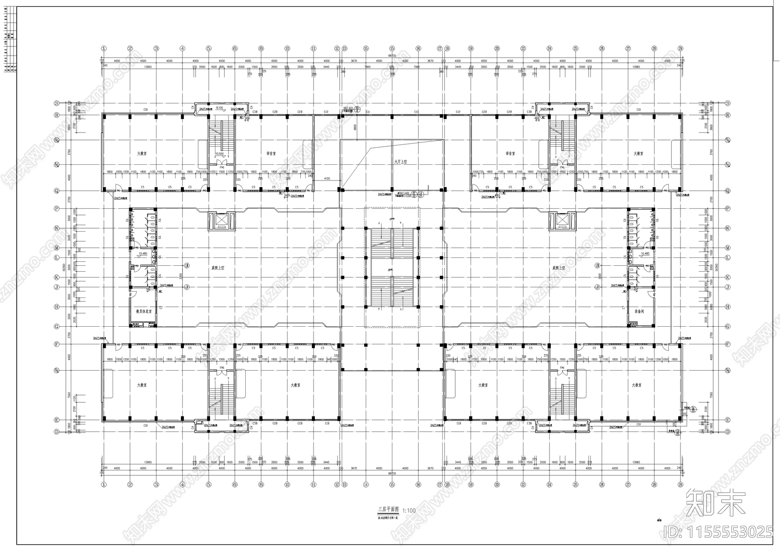 某教学楼cad施工图下载【ID:1155553025】