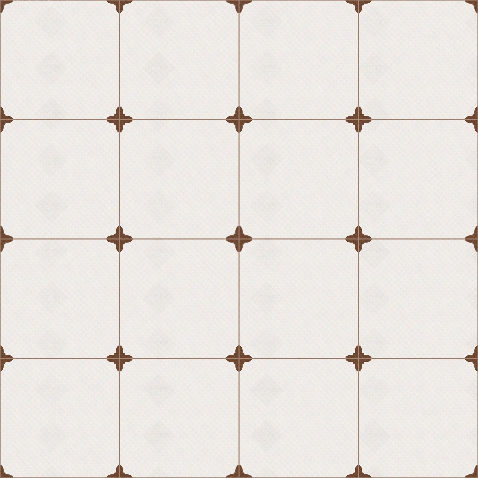 无缝中古咖色花砖瓷砖贴图下载【ID:1155315162】