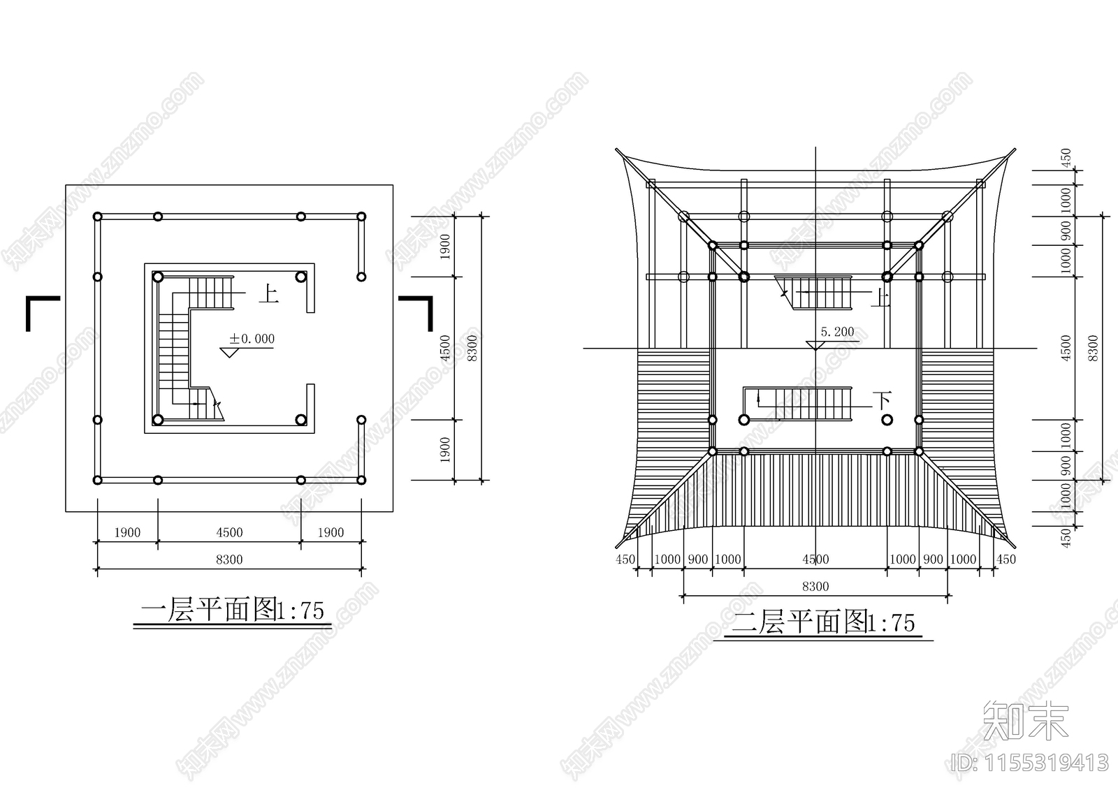 景区寺庙古建cad施工图下载【ID:1155319413】