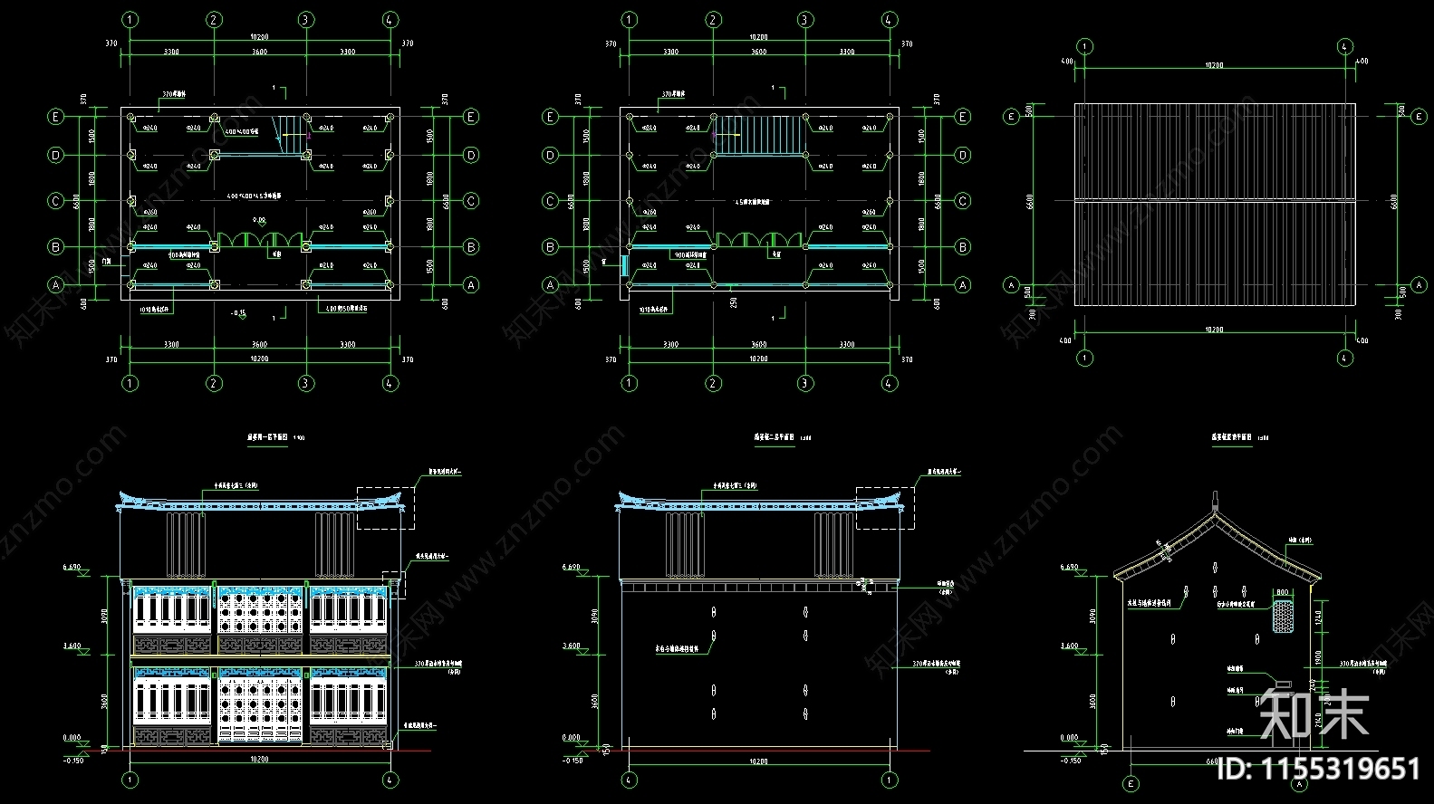 沿河古建筑商业街图纸cad施工图下载【ID:1155319651】