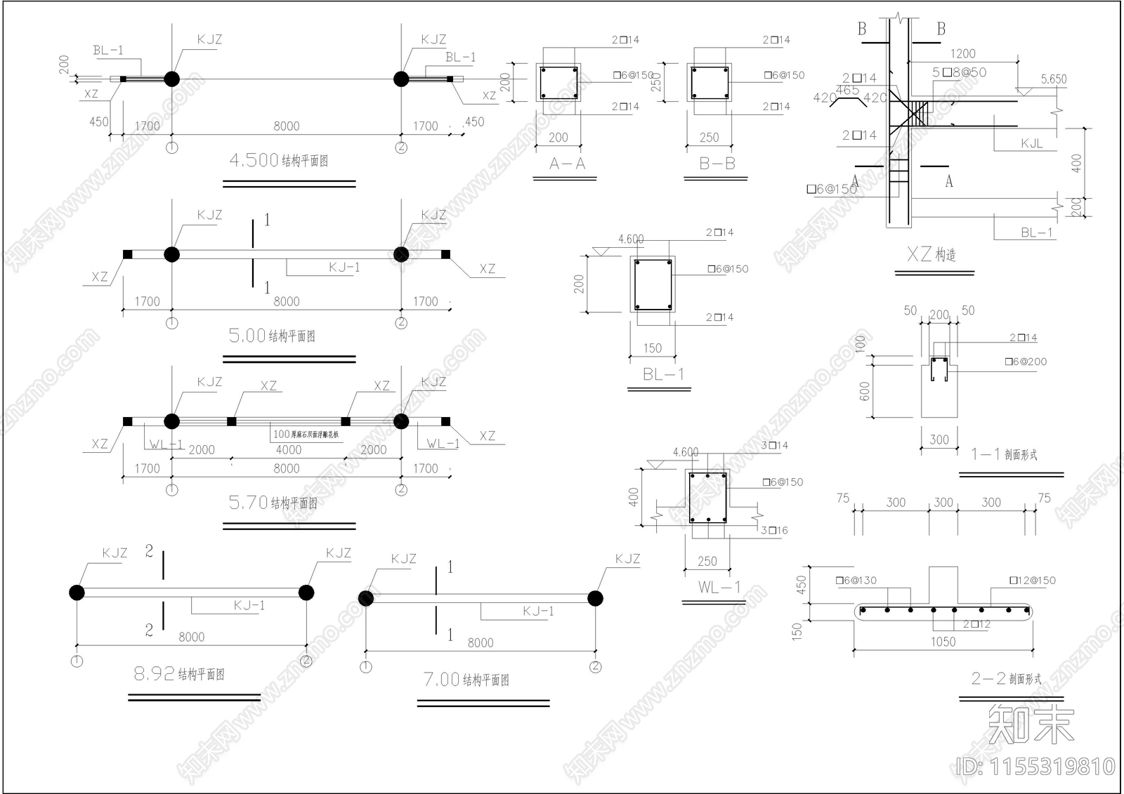 仿古状元坊建筑结构图纸cad施工图下载【ID:1155319810】