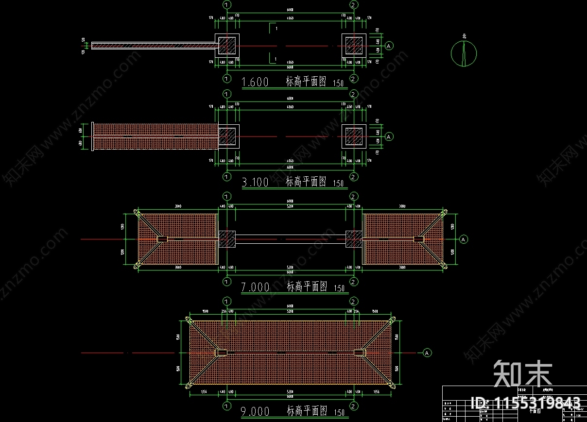 仿古商业街牌坊建筑图纸cad施工图下载【ID:1155319843】