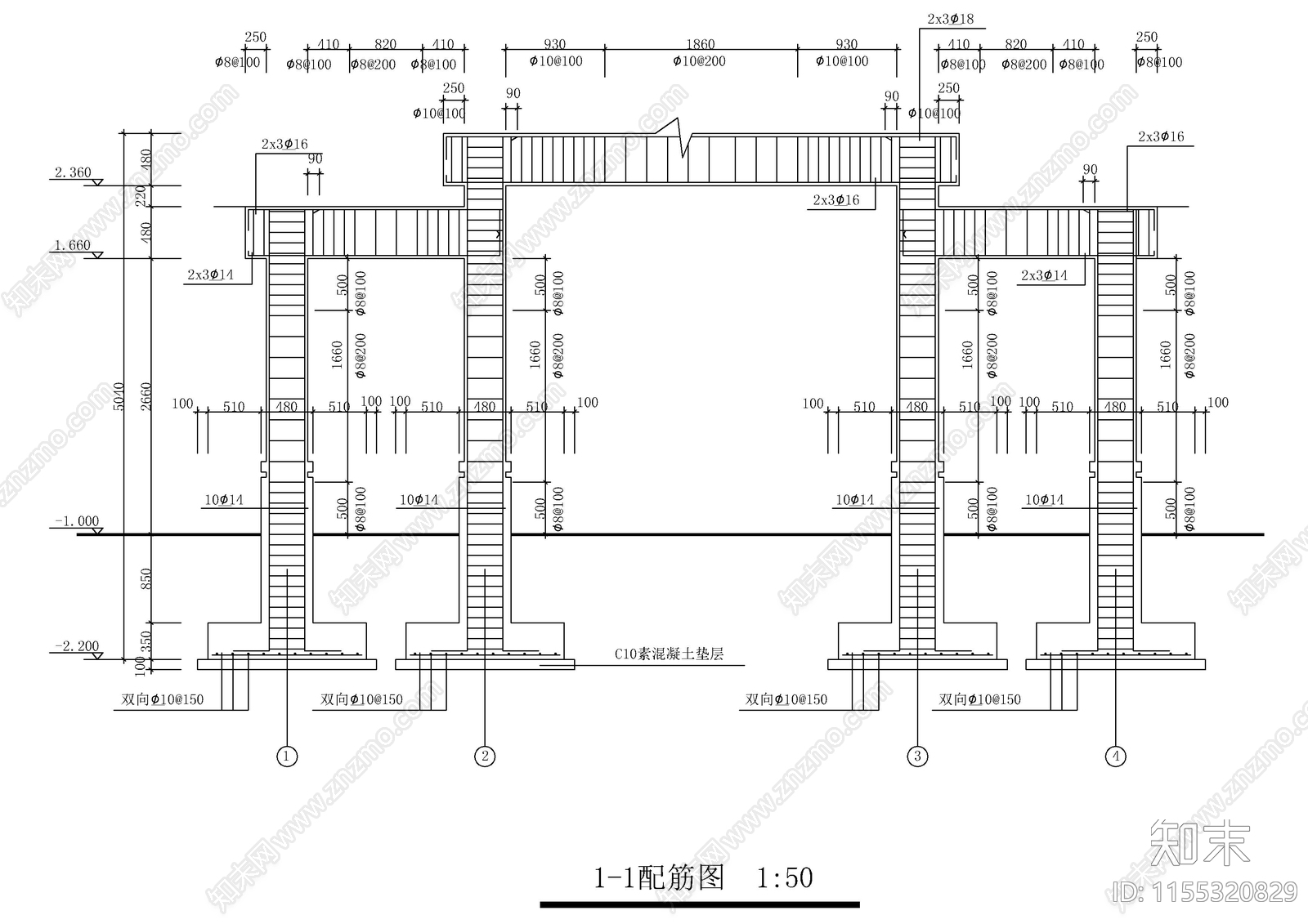 现代简约风牌坊图cad施工图下载【ID:1155320829】