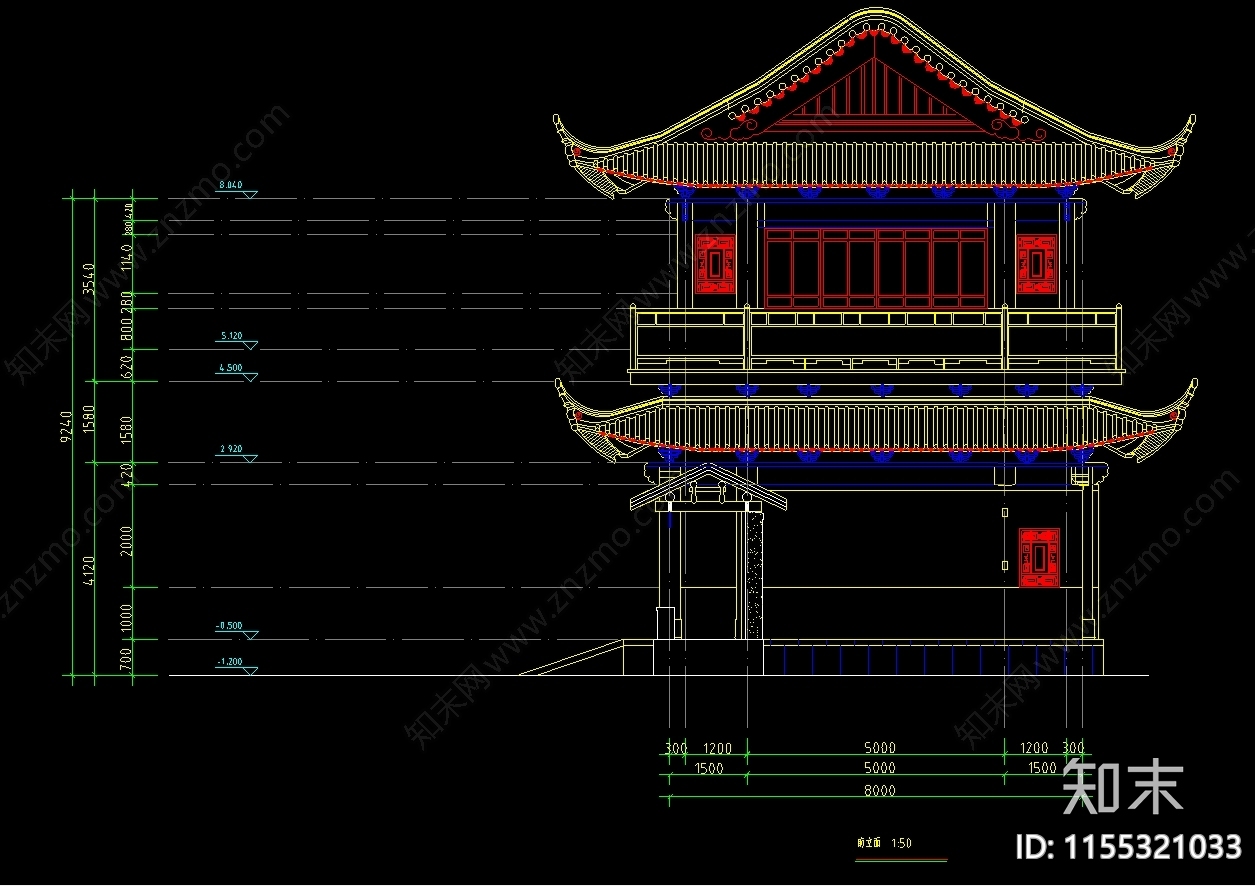 建筑观园楼古建图cad施工图下载【ID:1155321033】