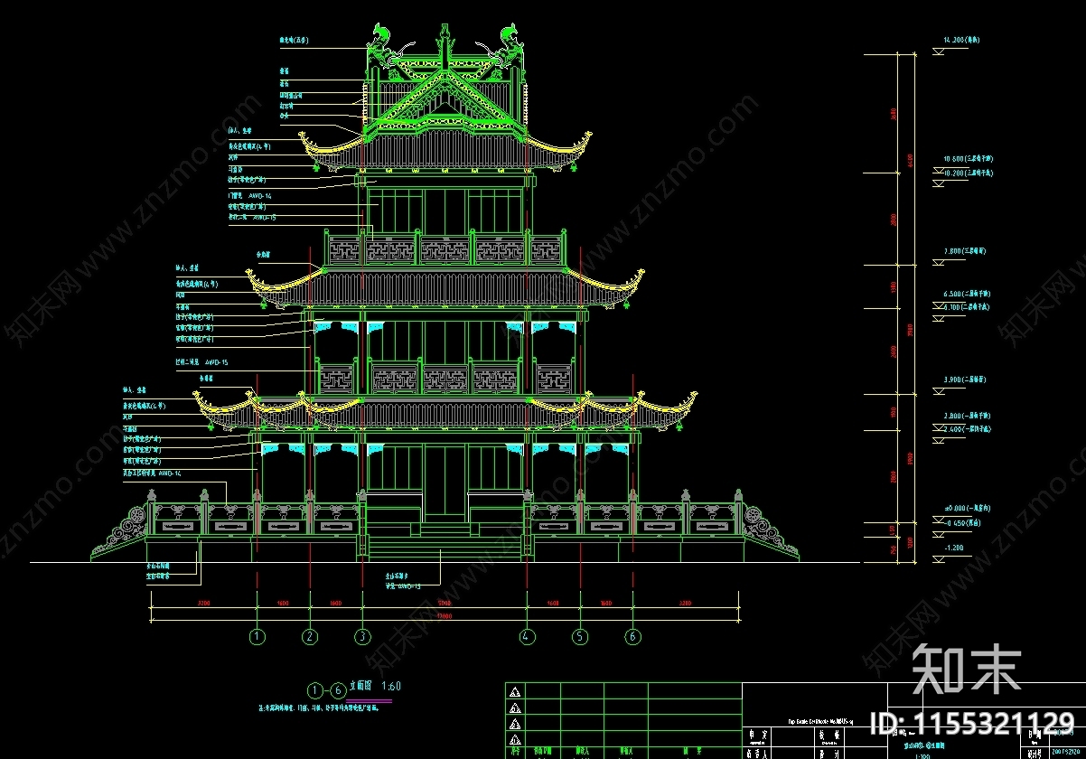 公园仿古建cad施工图下载【ID:1155321129】