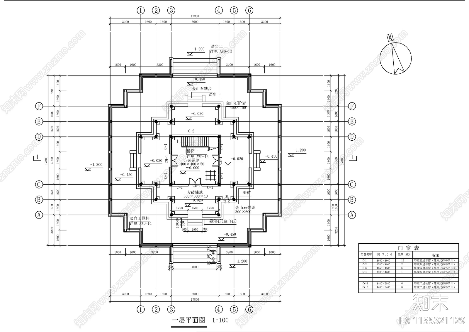 公园仿古建cad施工图下载【ID:1155321129】