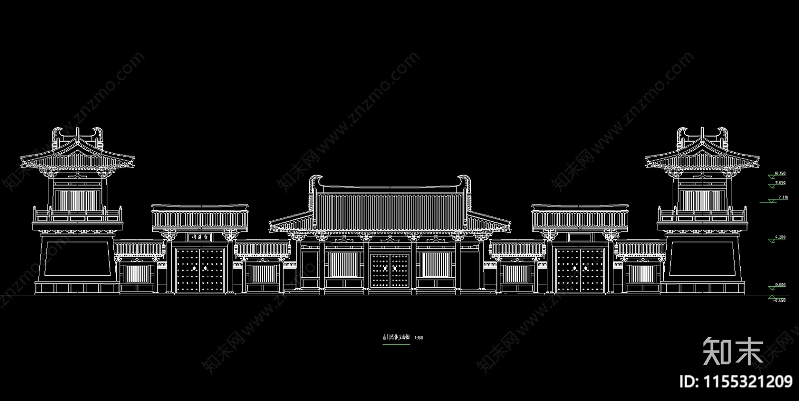 景区寺庙建设项目古建筑群CAcad施工图下载【ID:1155321209】