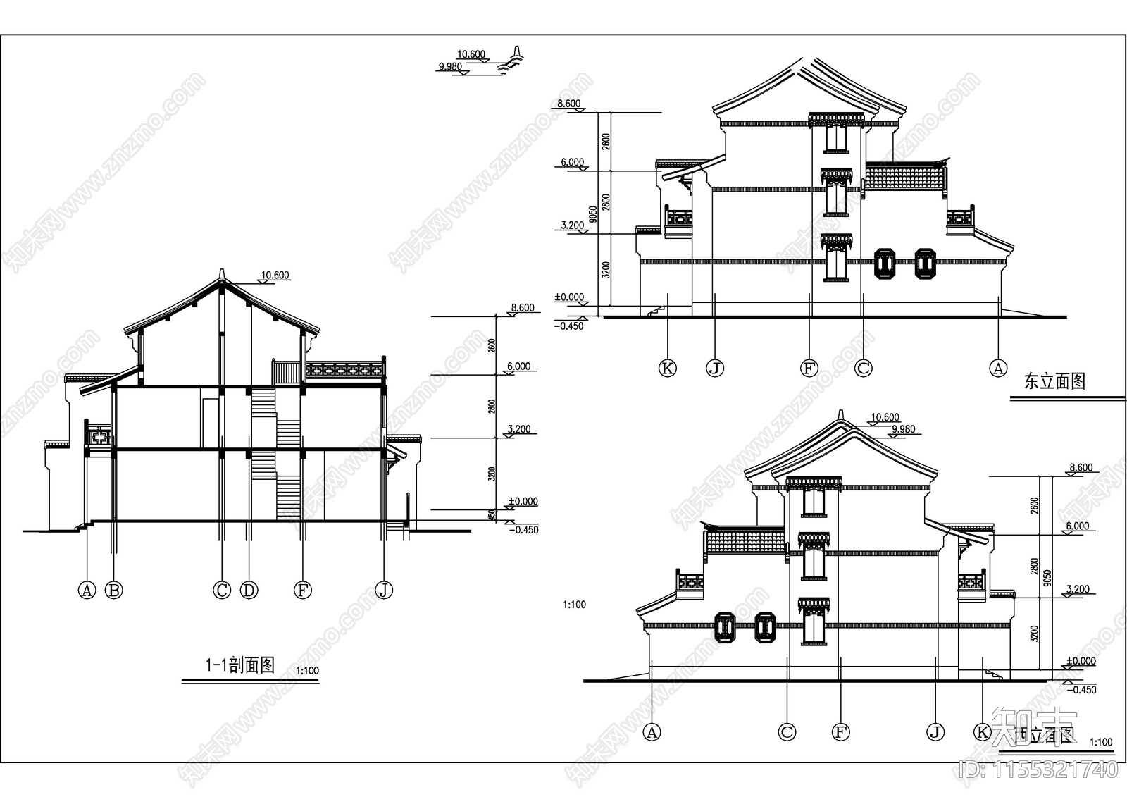 别墅乡村建cad施工图下载【ID:1155321740】