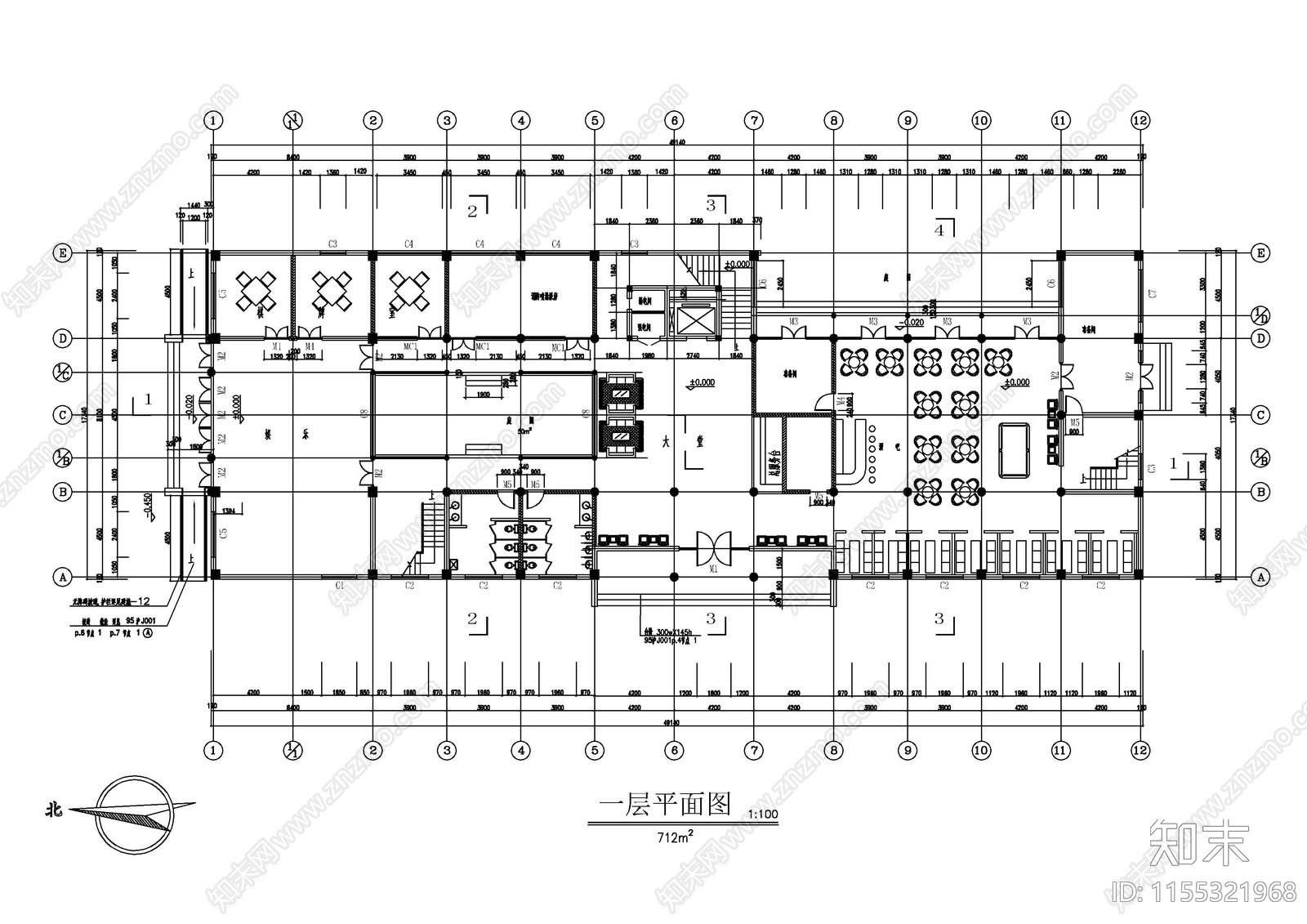 商城会所仿古建筑cacad施工图下载【ID:1155321968】