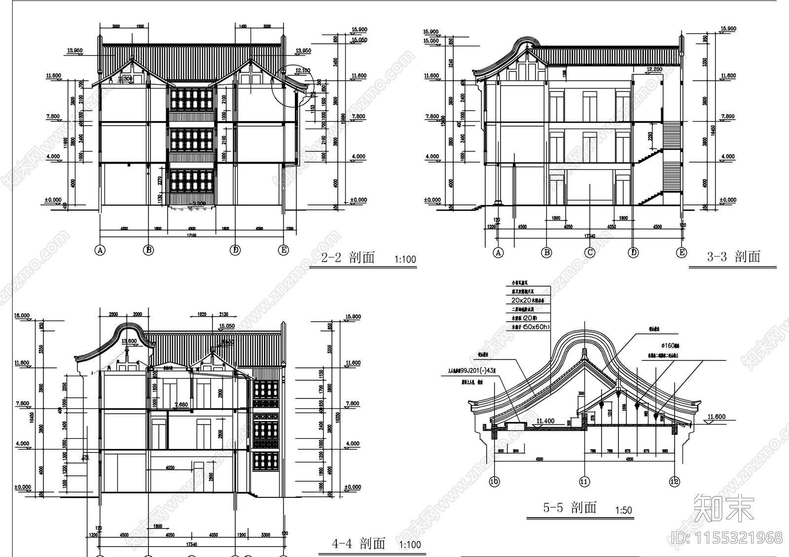 商城会所仿古建筑cacad施工图下载【ID:1155321968】