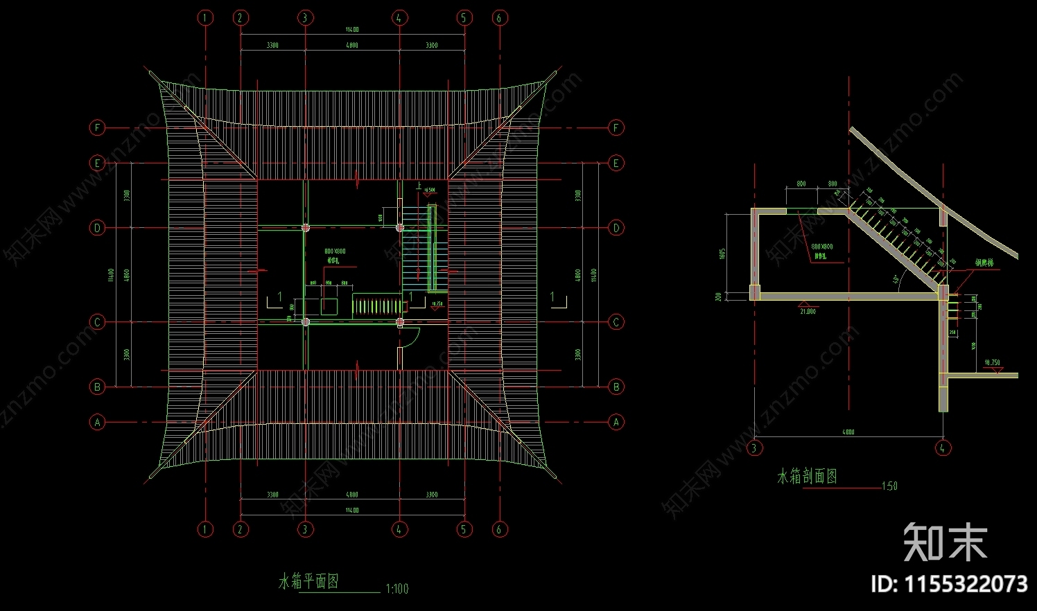 公园景区观景阁古建筑图cad施工图下载【ID:1155322073】