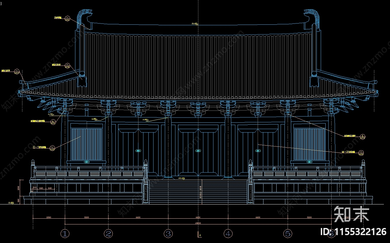 景区寺庙主配套古建筑CAcad施工图下载【ID:1155322126】