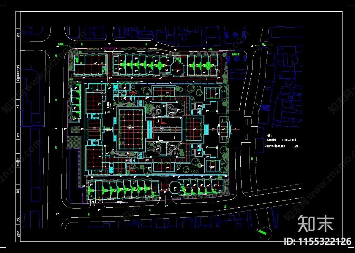 景区寺庙主配套古建筑CAcad施工图下载【ID:1155322126】