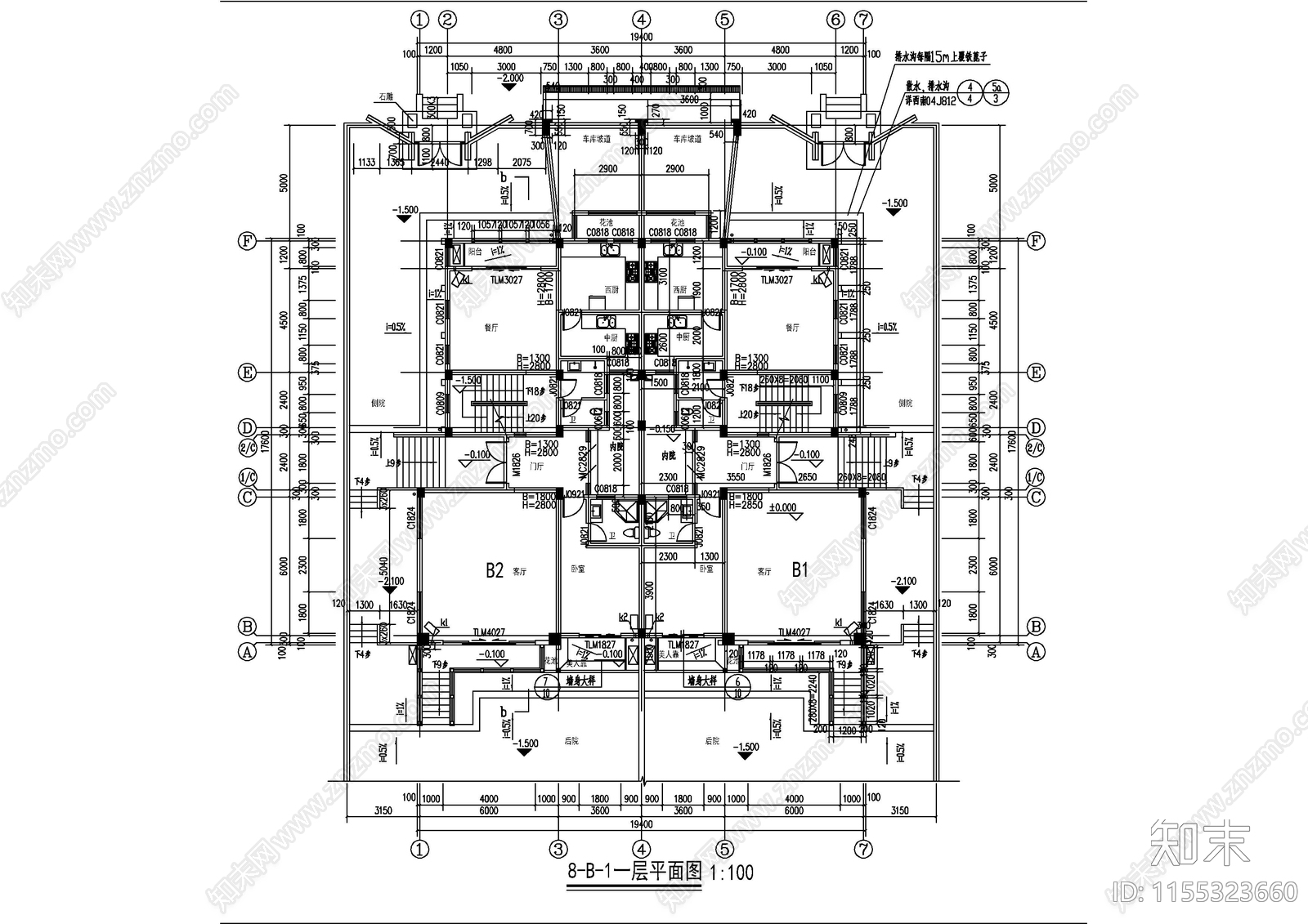 仿古商业街建筑别墅图cad施工图下载【ID:1155323660】