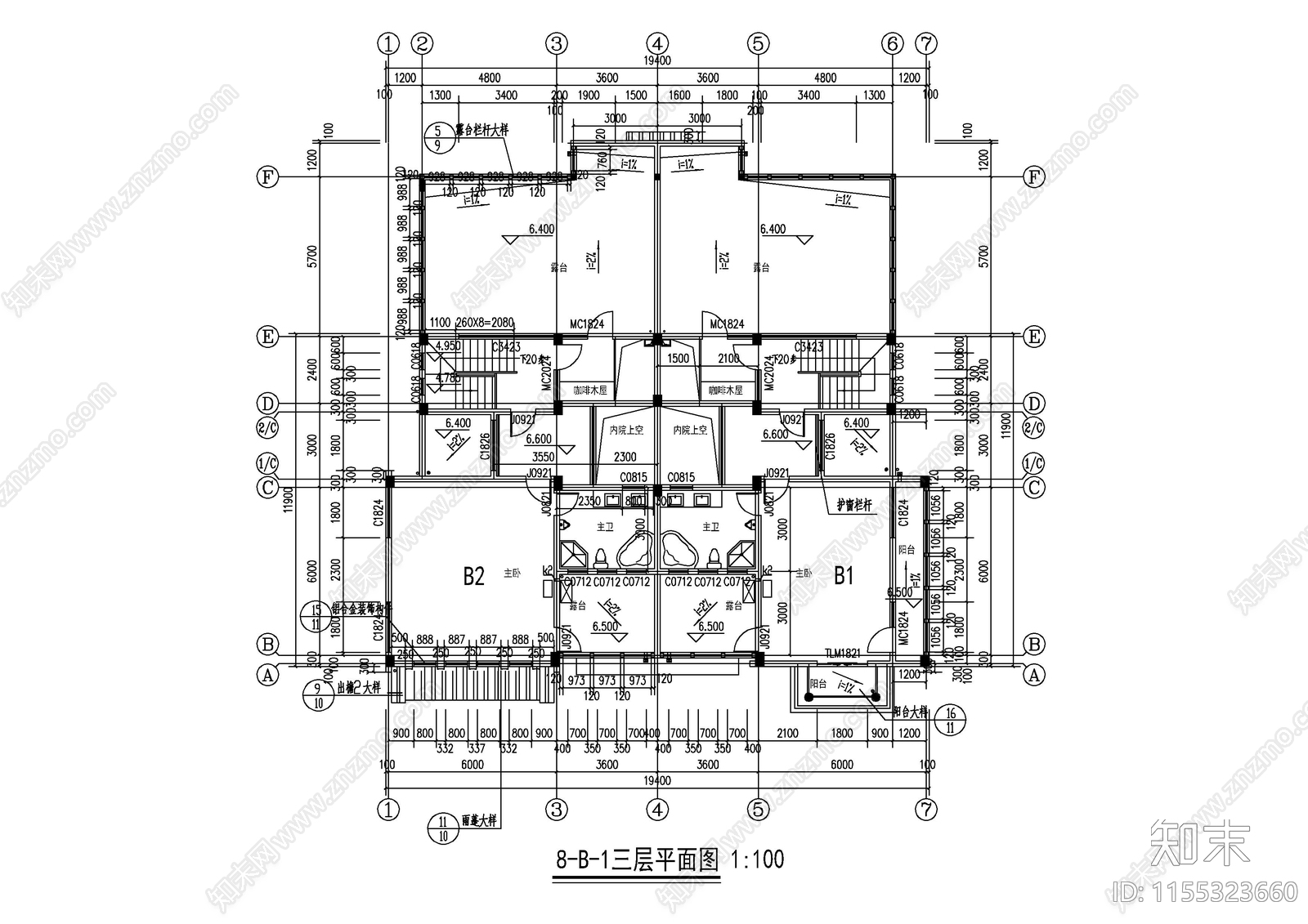 仿古商业街建筑别墅图cad施工图下载【ID:1155323660】