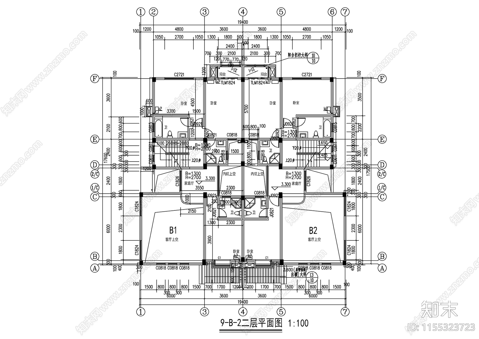 仿古建筑联排别墅图cad施工图下载【ID:1155323723】