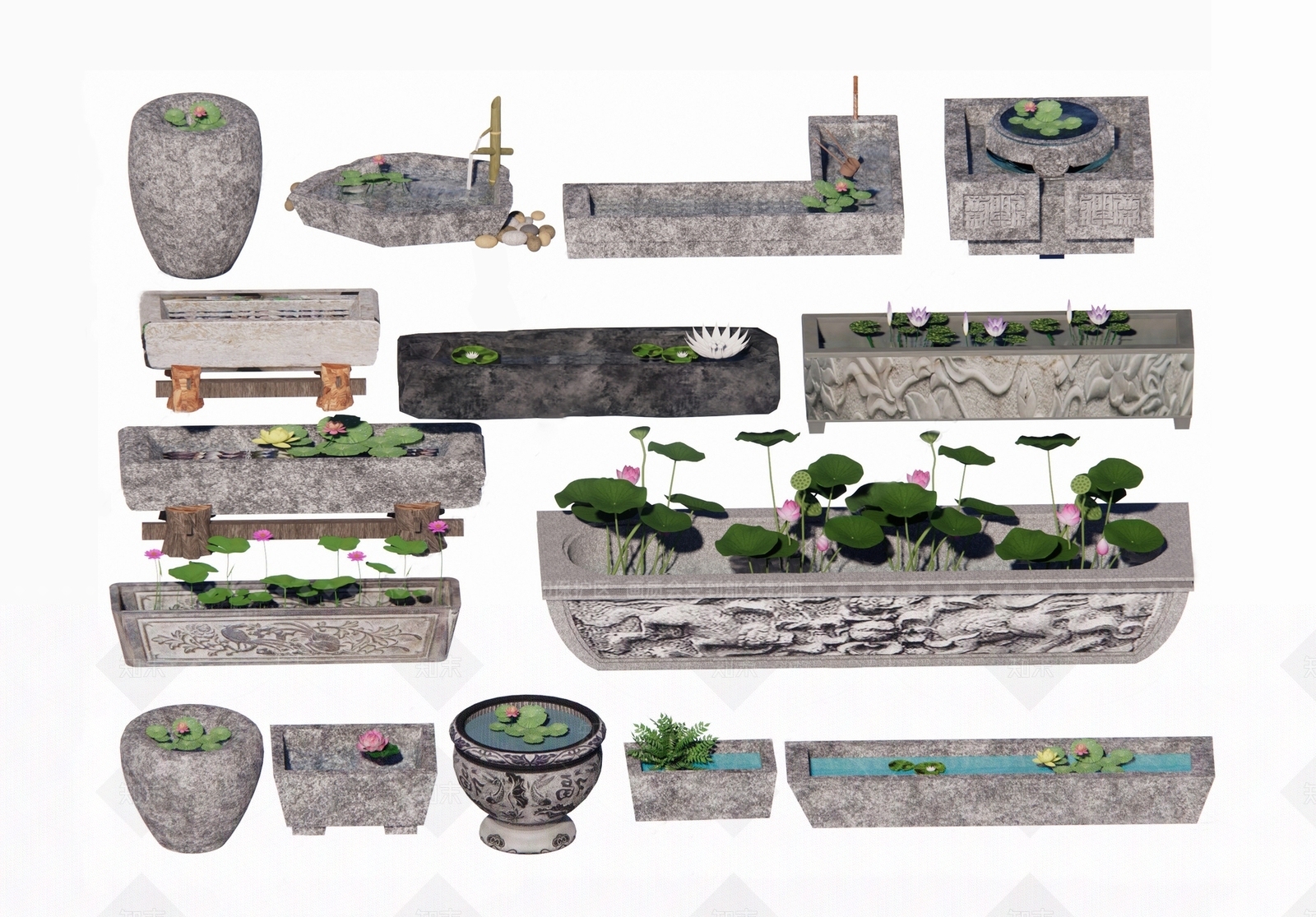 新中式景观小品3D模型下载【ID:1155324718】