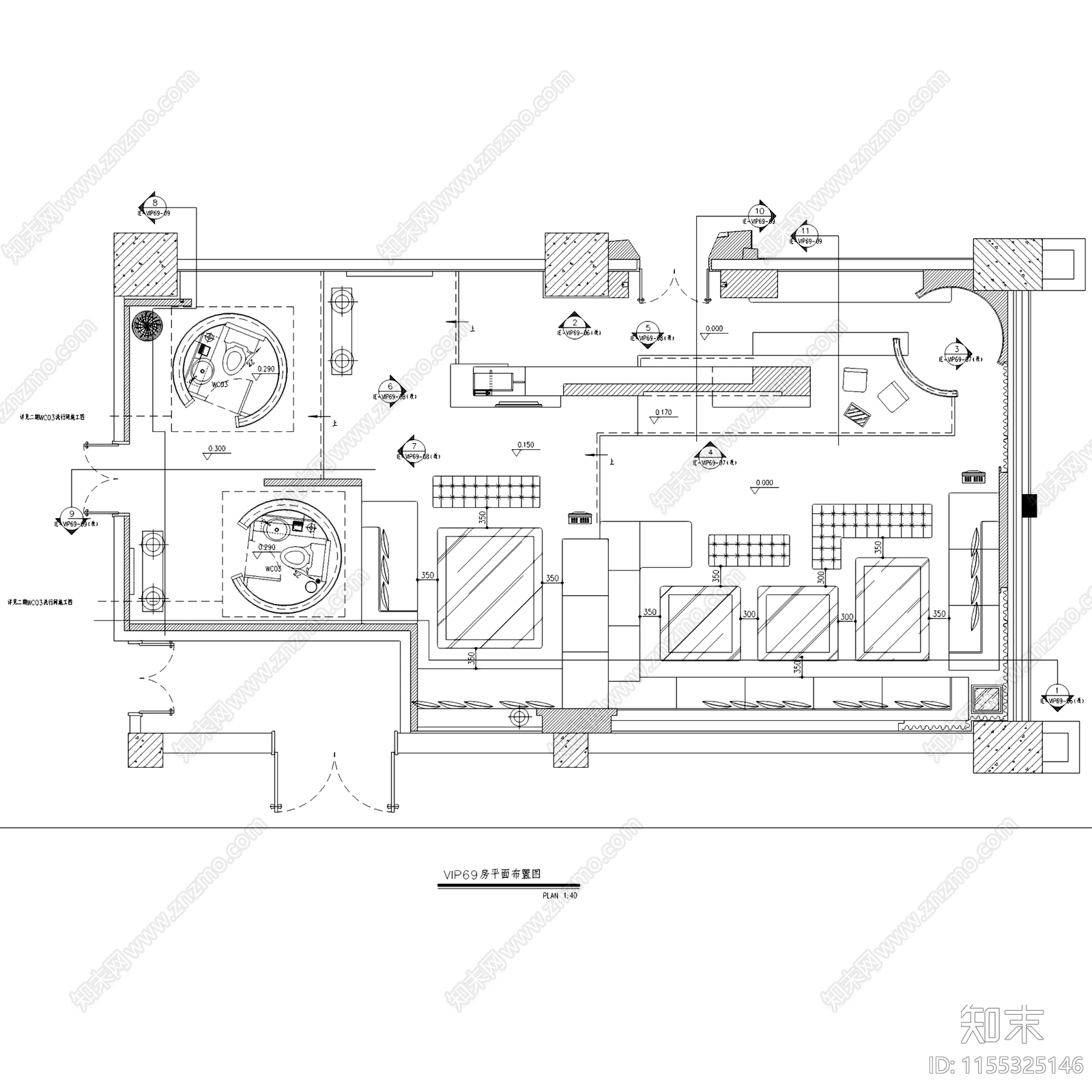 石家庄中宏集团KTV三期室内工装CAcad施工图下载【ID:1155325146】