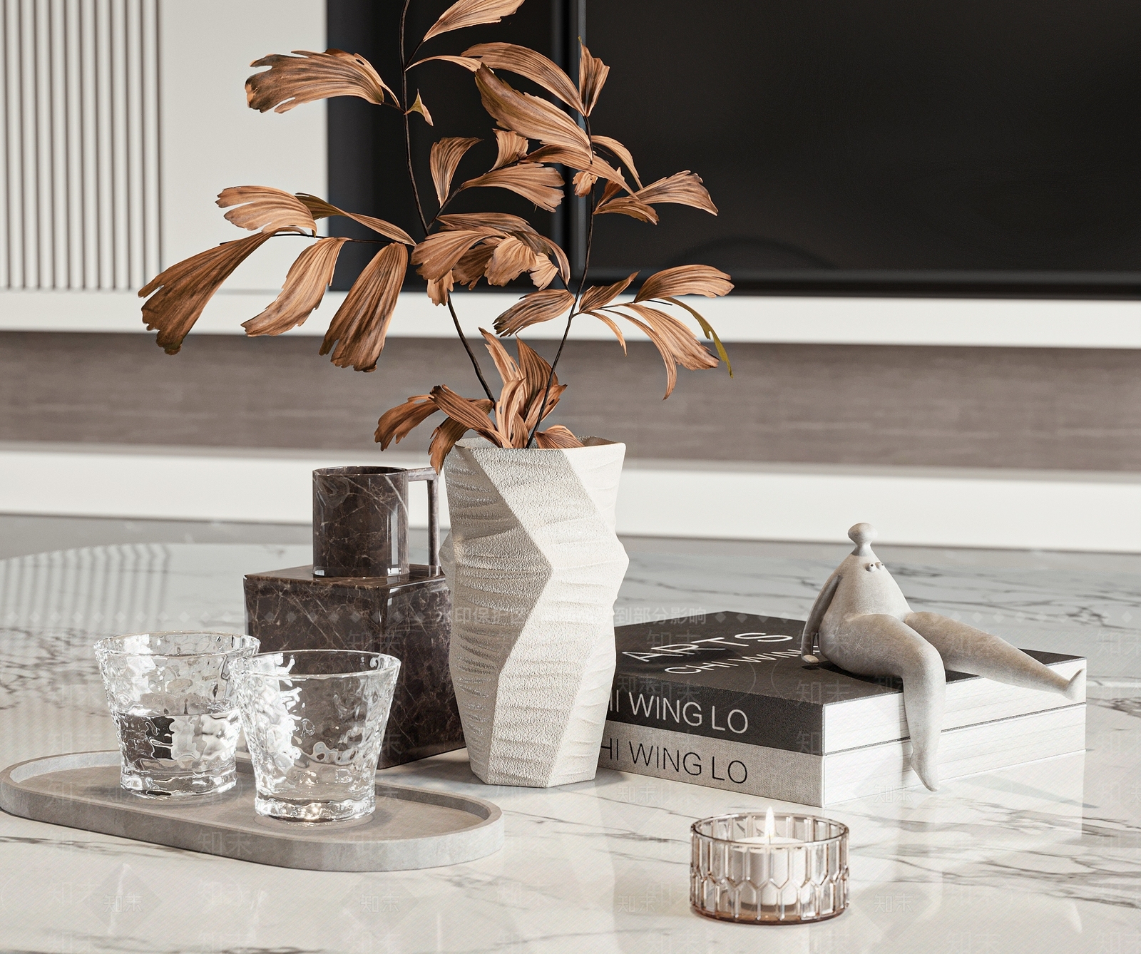 现代装饰品组合SU模型下载【ID:1155327485】