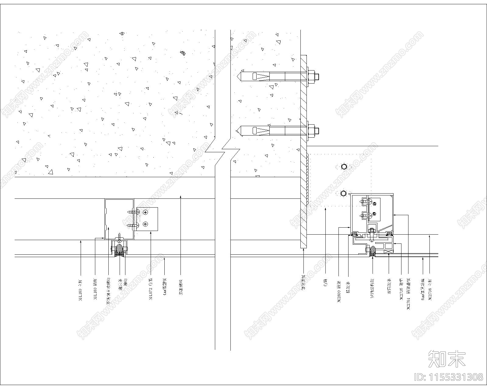 型隐框幕墙及铝塑板幕墙节点大样图施工图下载【ID:1155331308】