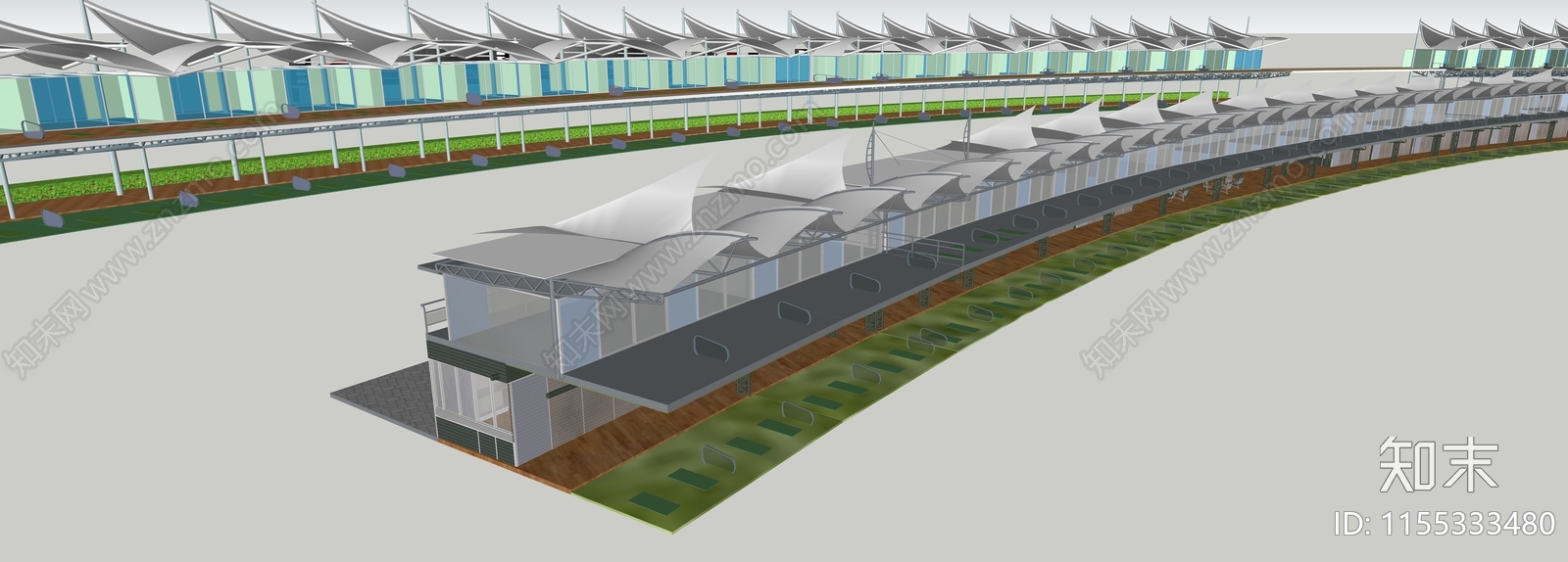 现代高尔夫球场建筑SU模型下载【ID:1155333480】