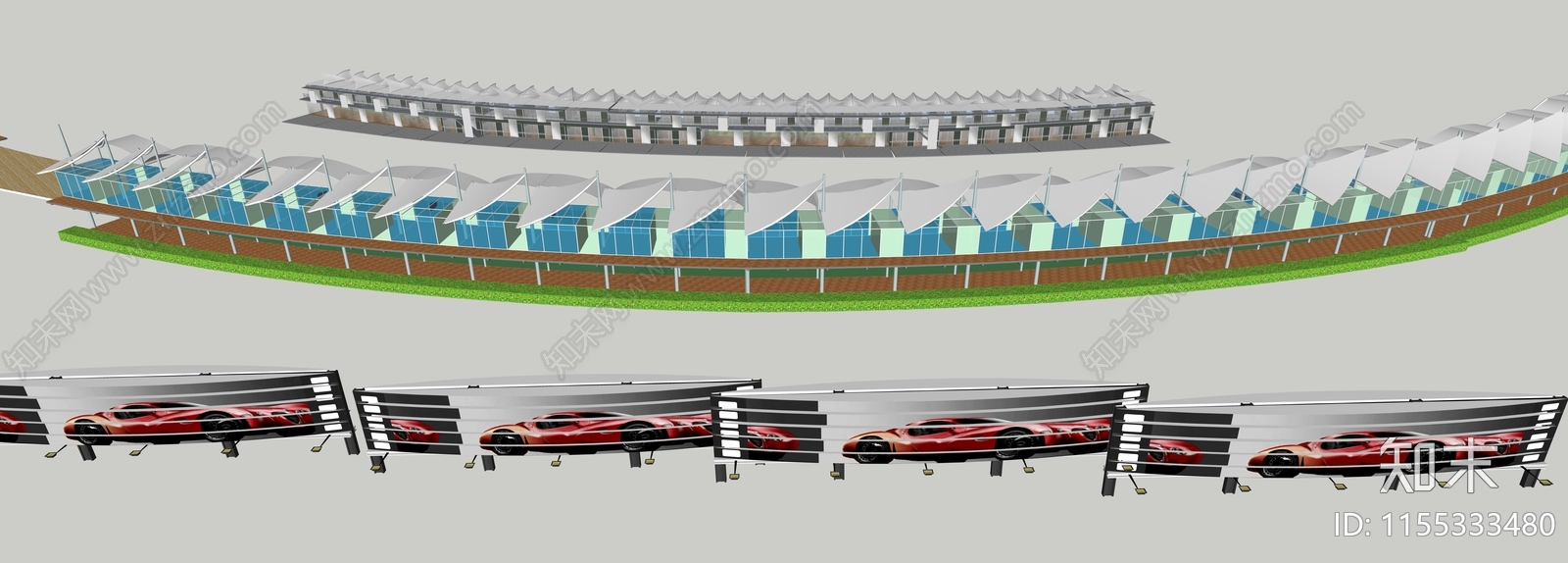 现代高尔夫球场建筑SU模型下载【ID:1155333480】