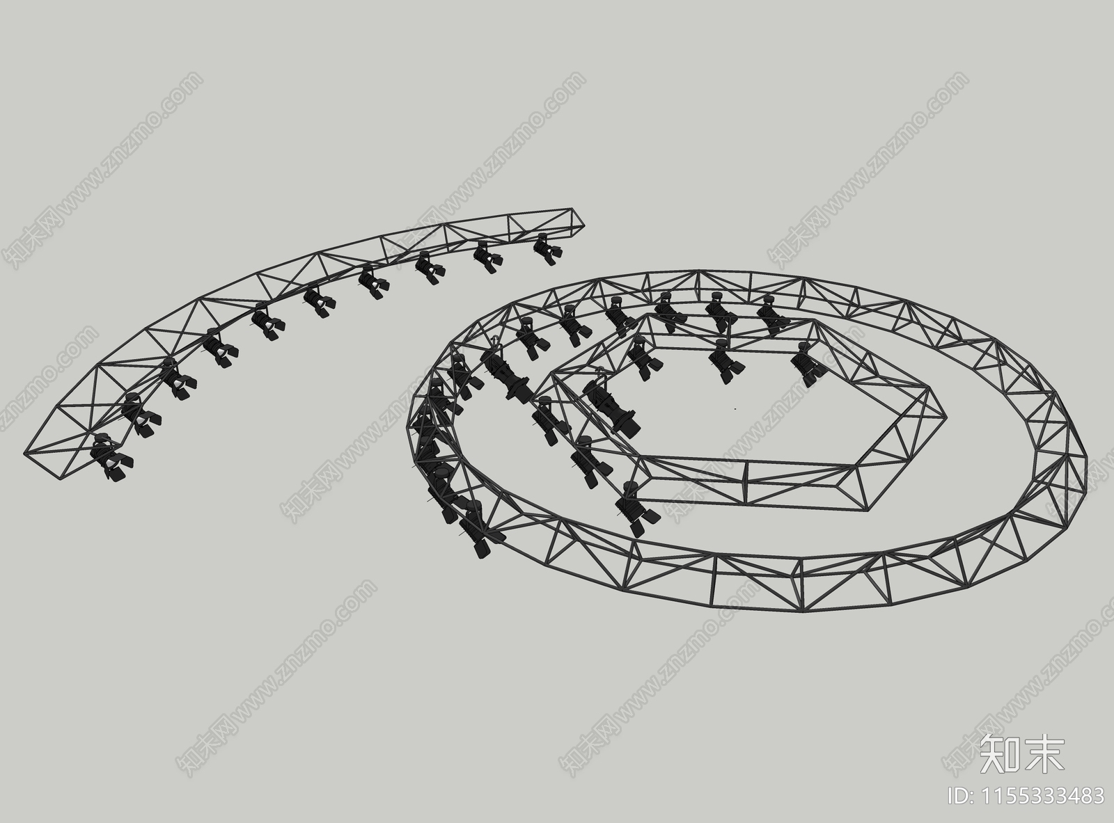 现代舞台灯SU模型下载【ID:1155333483】