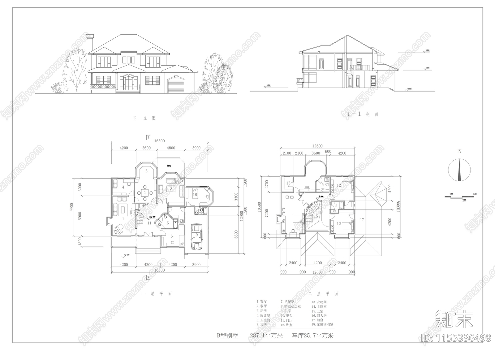 20套别墅建筑cad施工图下载【ID:1155336498】