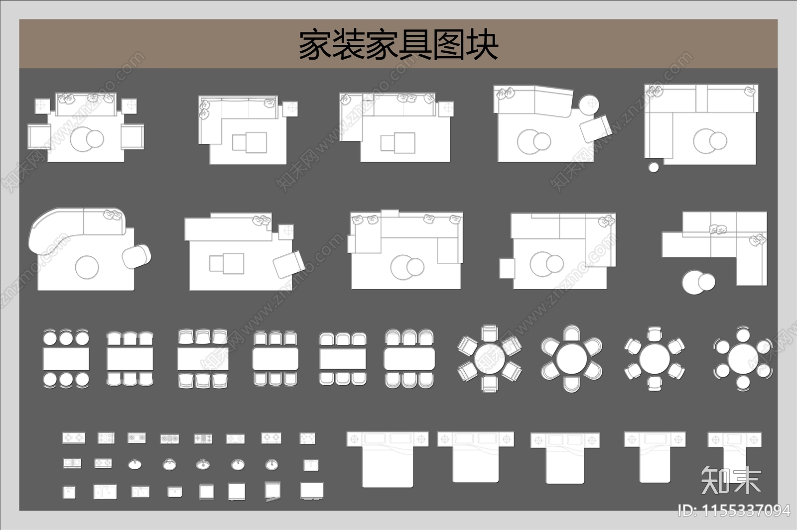 家装家具图块施工图下载【ID:1155337094】