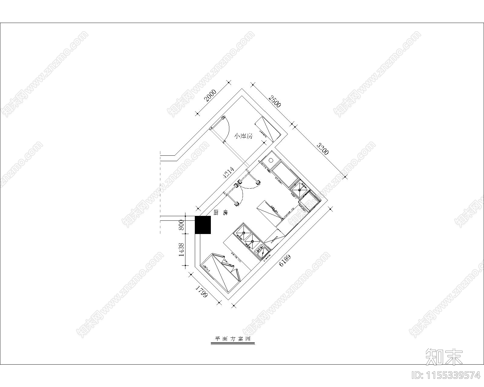 快餐店厨房室内工装平面图施工图下载【ID:1155339574】