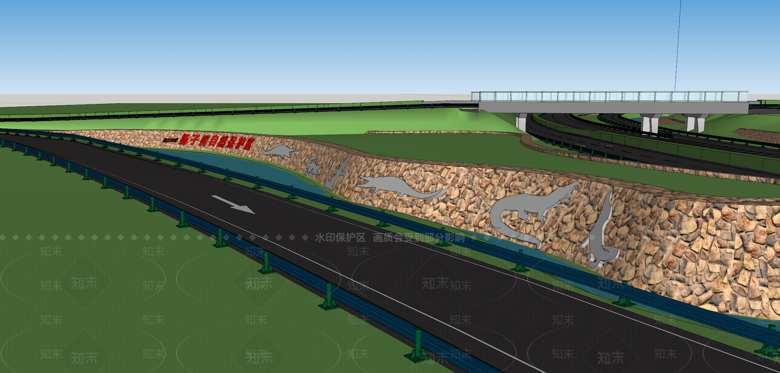 现代道路景观SU模型下载【ID:1155341368】