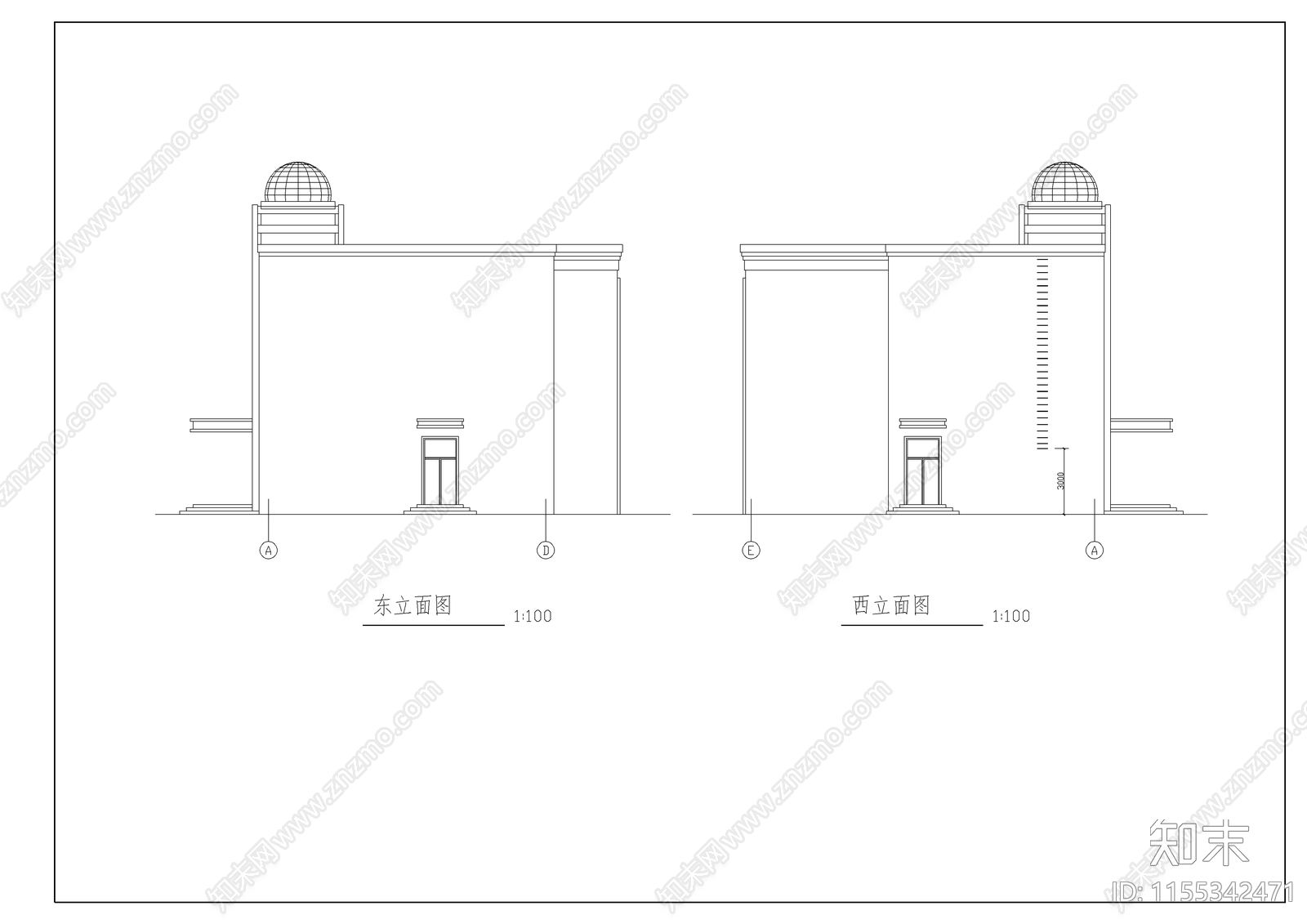农村小学教学楼建筑cad施工图下载【ID:1155342471】