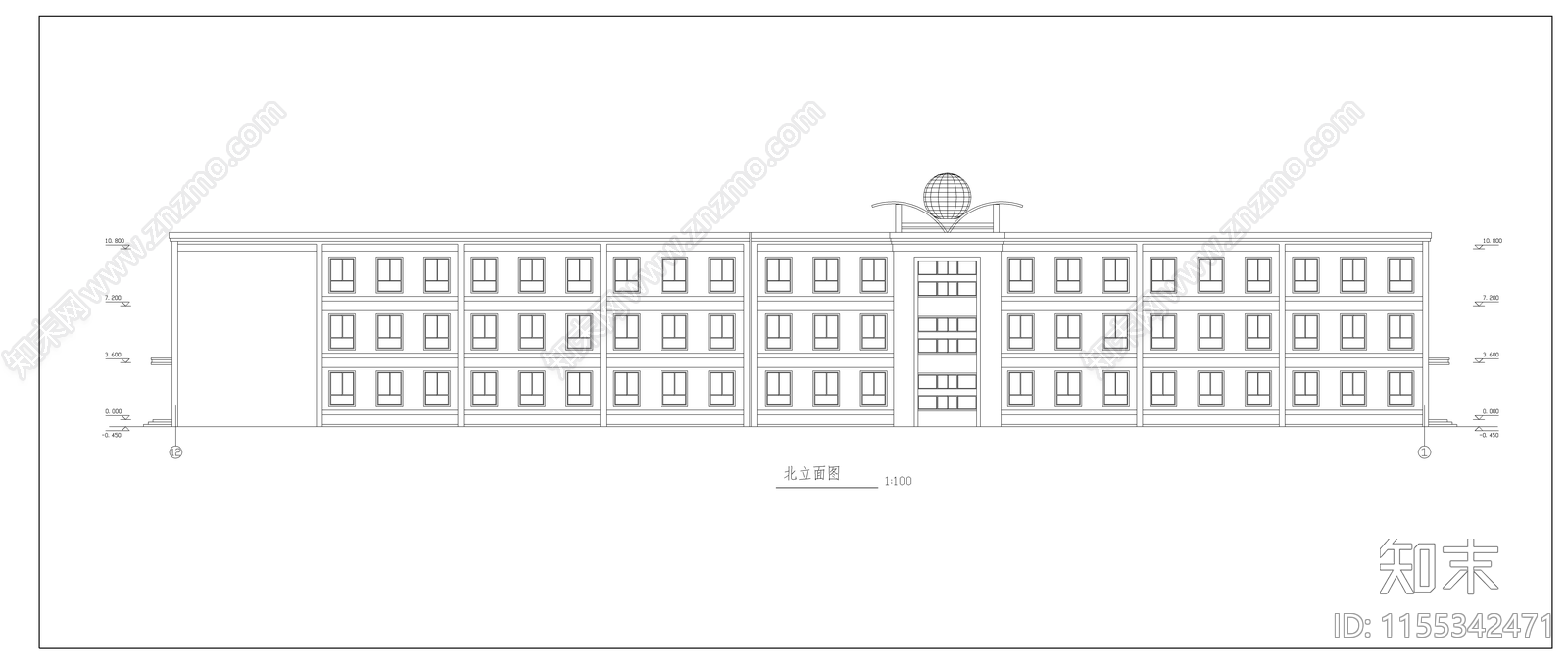 农村小学教学楼建筑cad施工图下载【ID:1155342471】