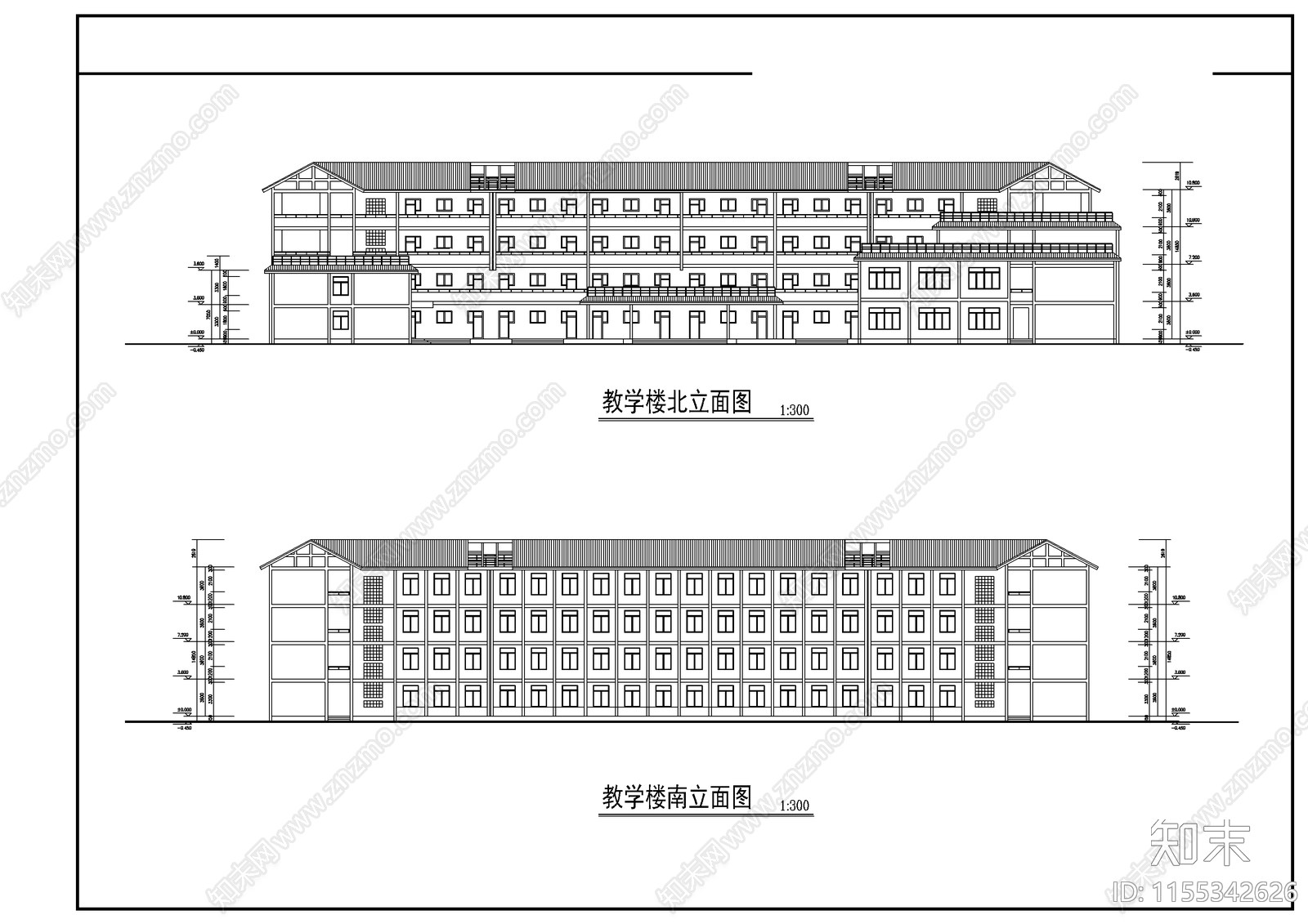 农村中学建筑cad施工图下载【ID:1155342626】