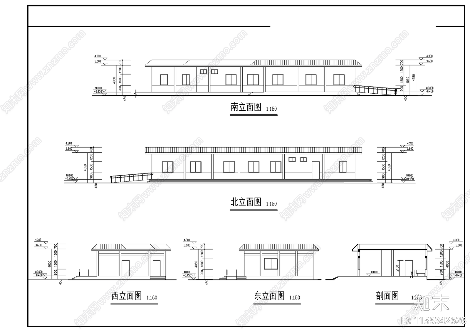 农村中学建筑cad施工图下载【ID:1155342626】