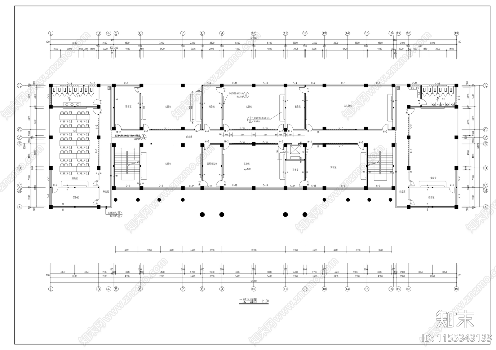 卫生学校实验楼建筑cad施工图下载【ID:1155343139】