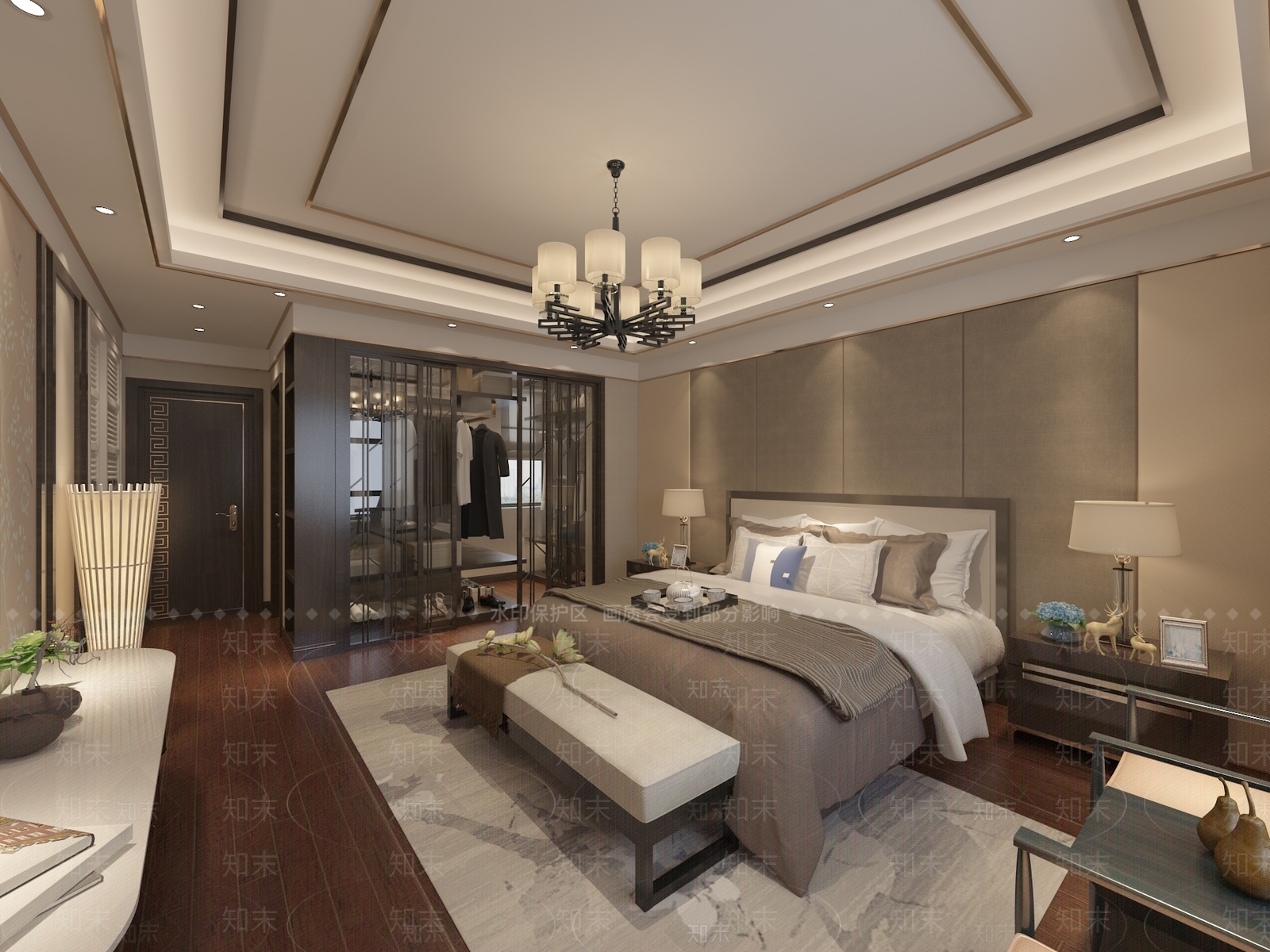 新中式卧室3D模型下载【ID:1155344198】
